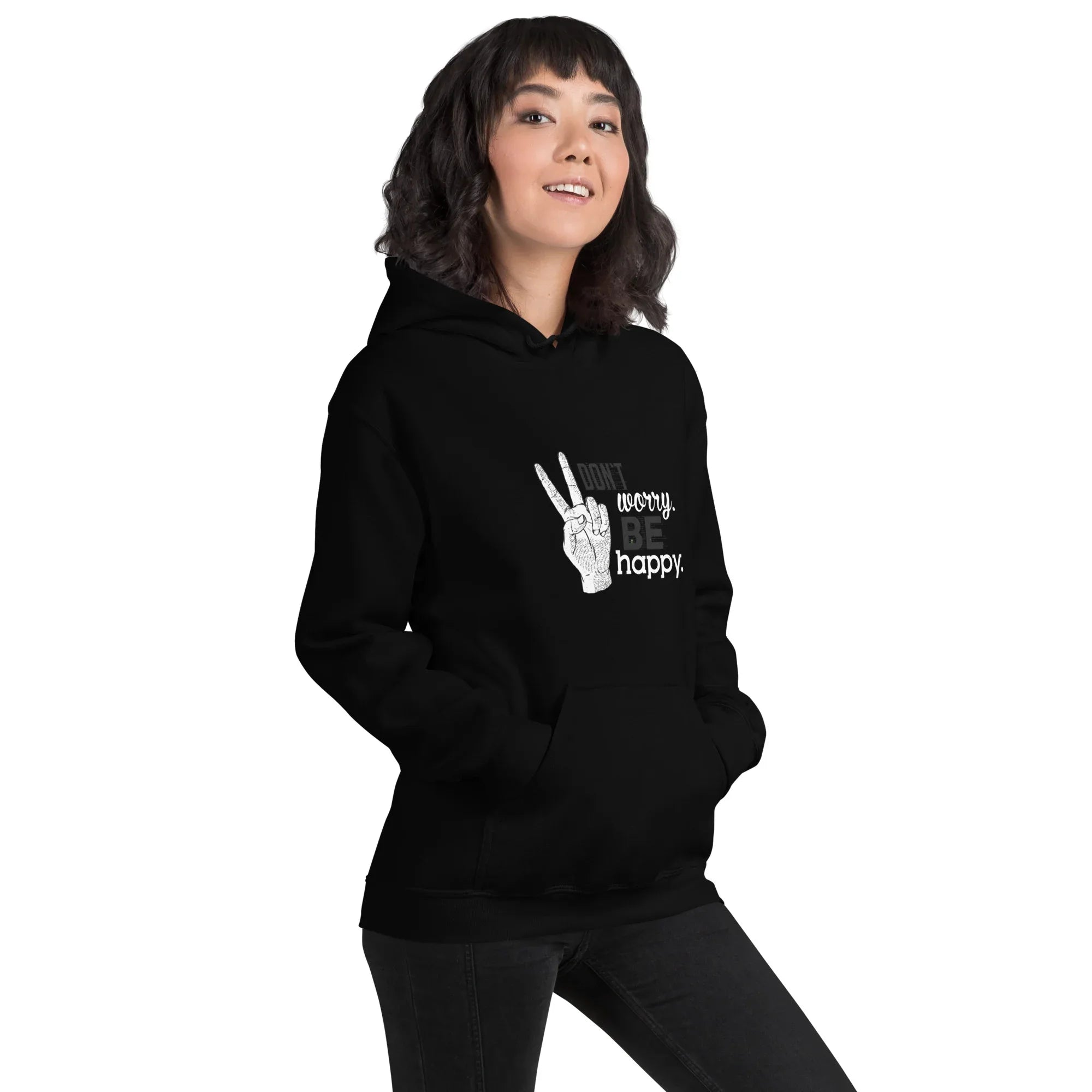 POSITIVE VIBES PEACE women’s hoodie - Black / S - Printoo Shop - 3038212_5530