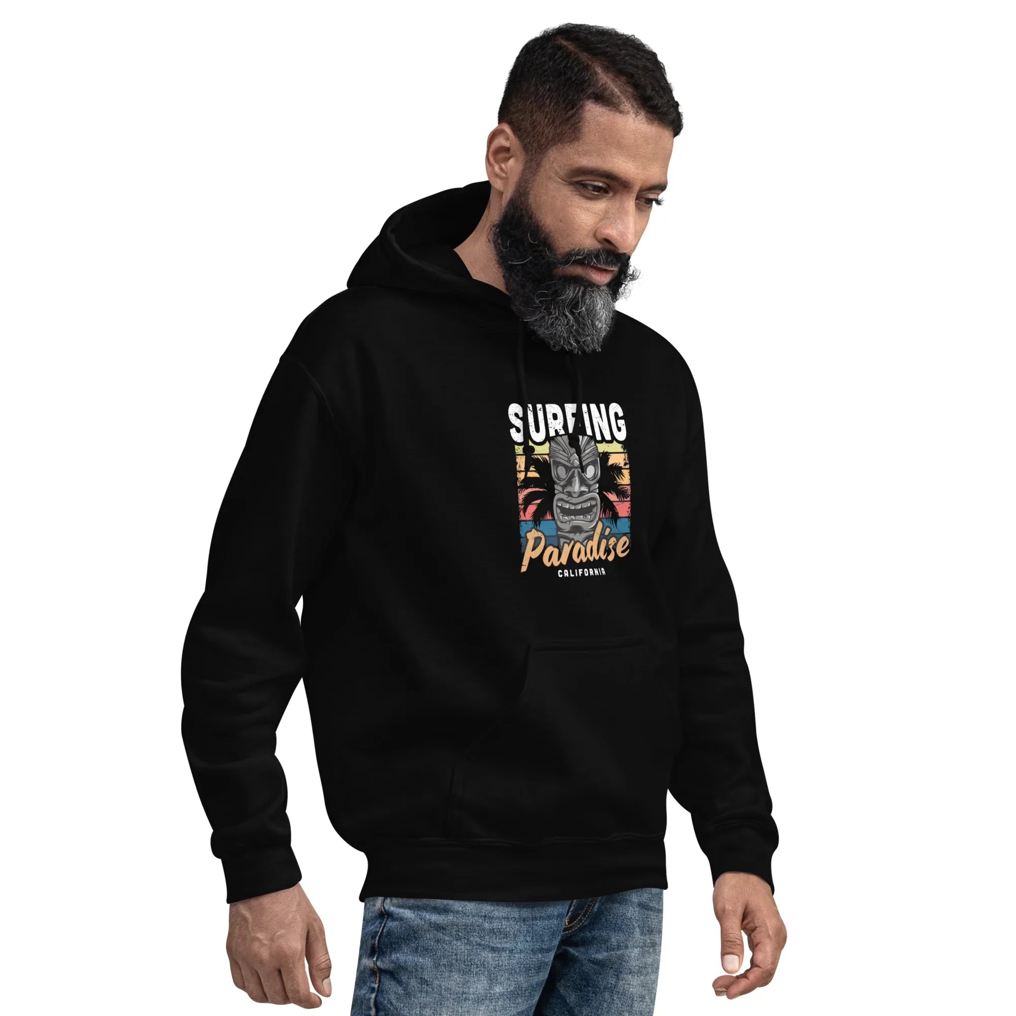 SURFING PARADISE men’s hoodie - Black / S - Printoo Shop - 4663725_5530