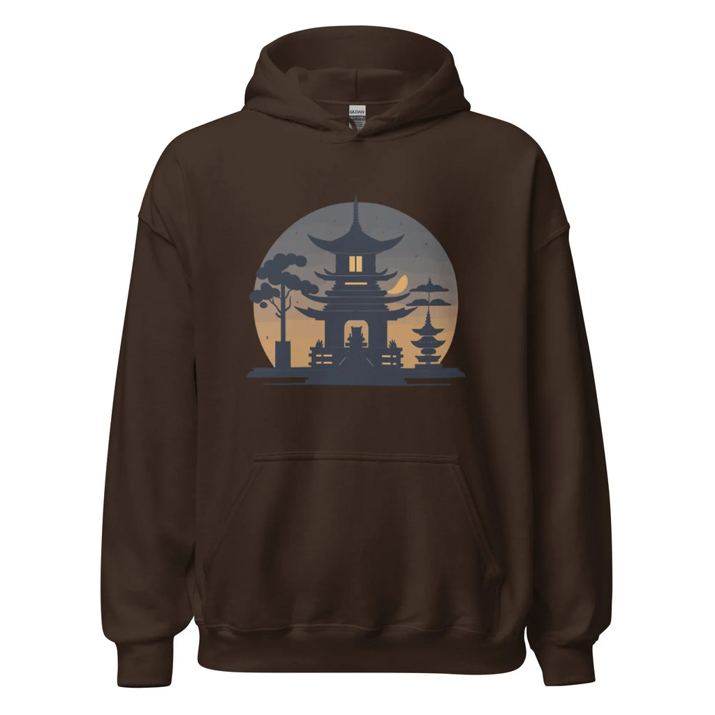ZEN PAGODA NIGHT men’s hoodie - Dark Chocolate / S - Printoo Shop - 6834073_5554
