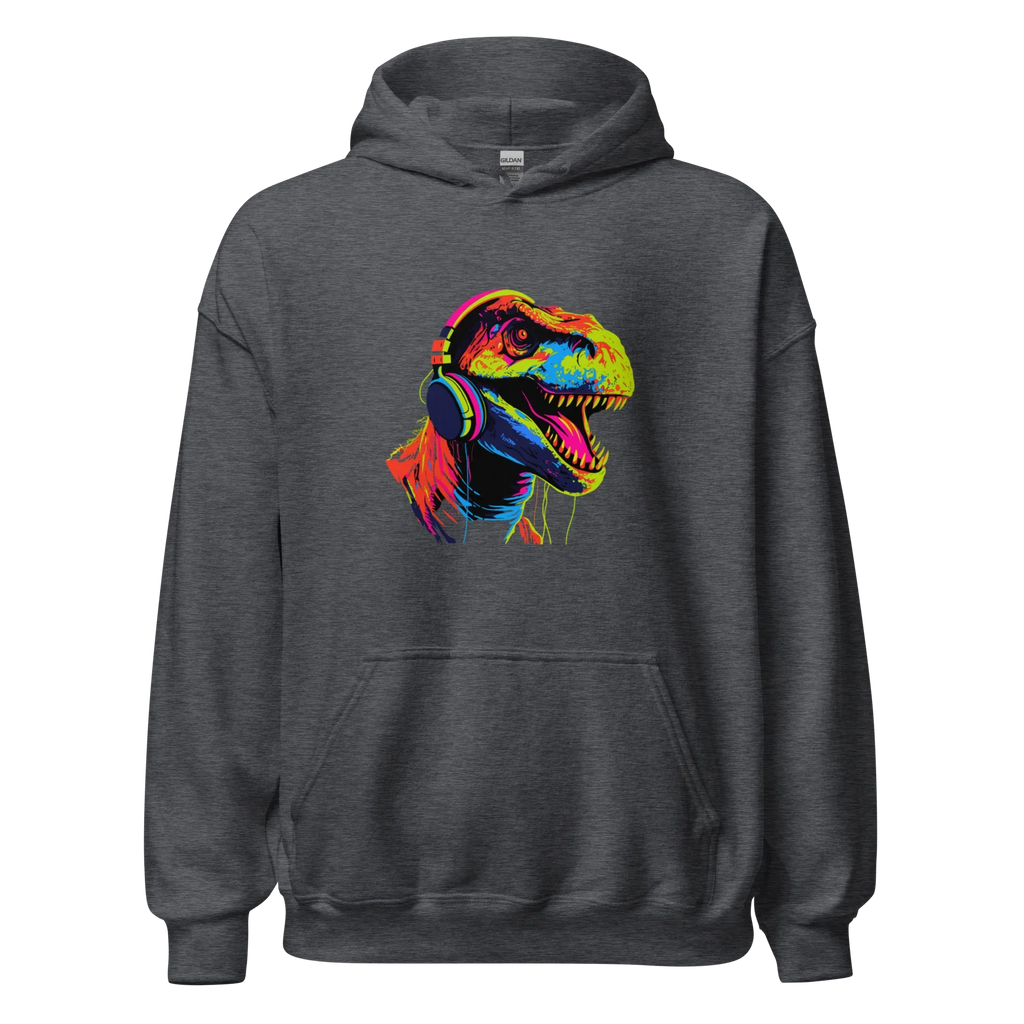 NEON REX men’s hoodie - Black / S - Printoo Shop - 6780250_5530