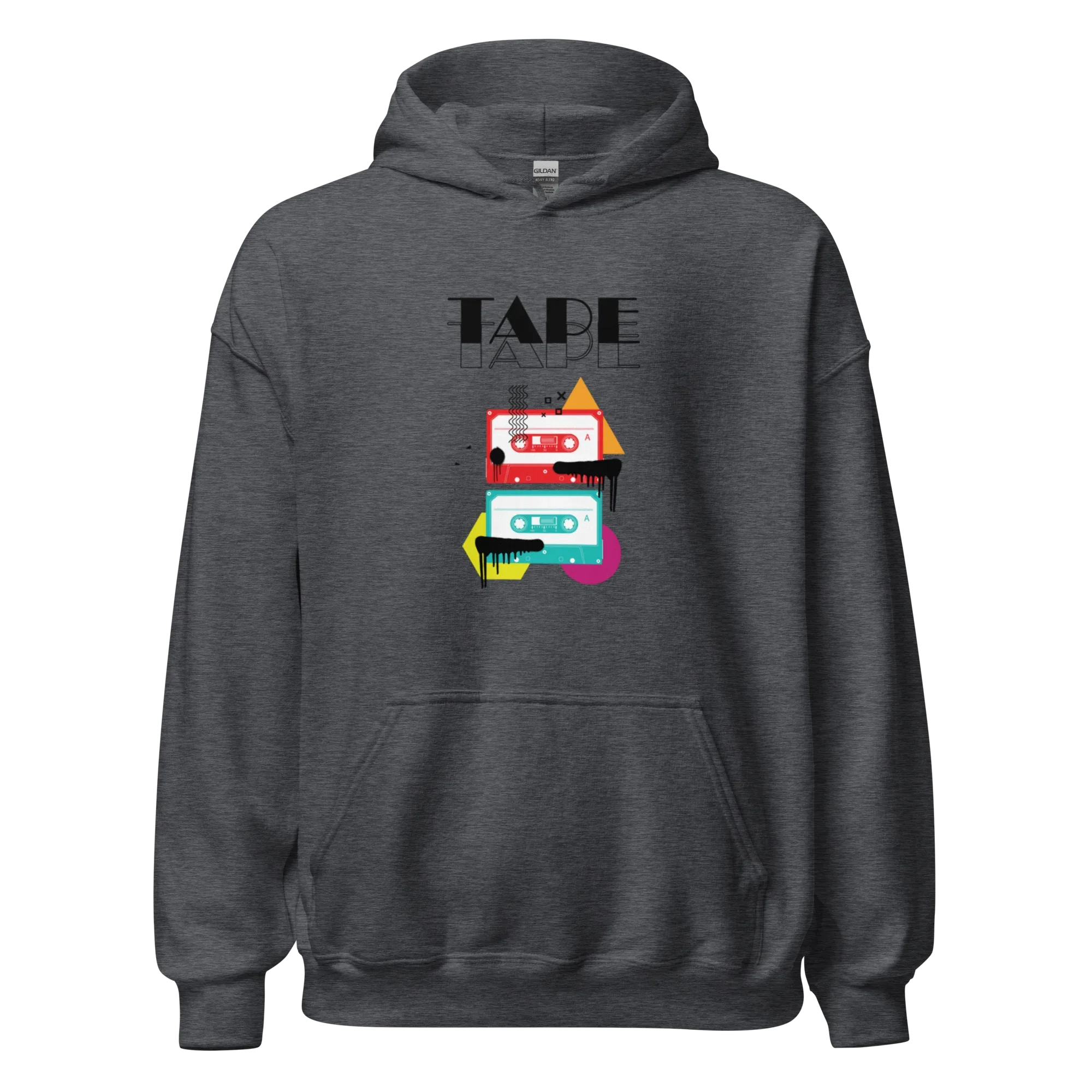 RETRO VIBE TAPE ART men’s hoodie - Dark Heather / S - Printoo Shop - 7723656_10806