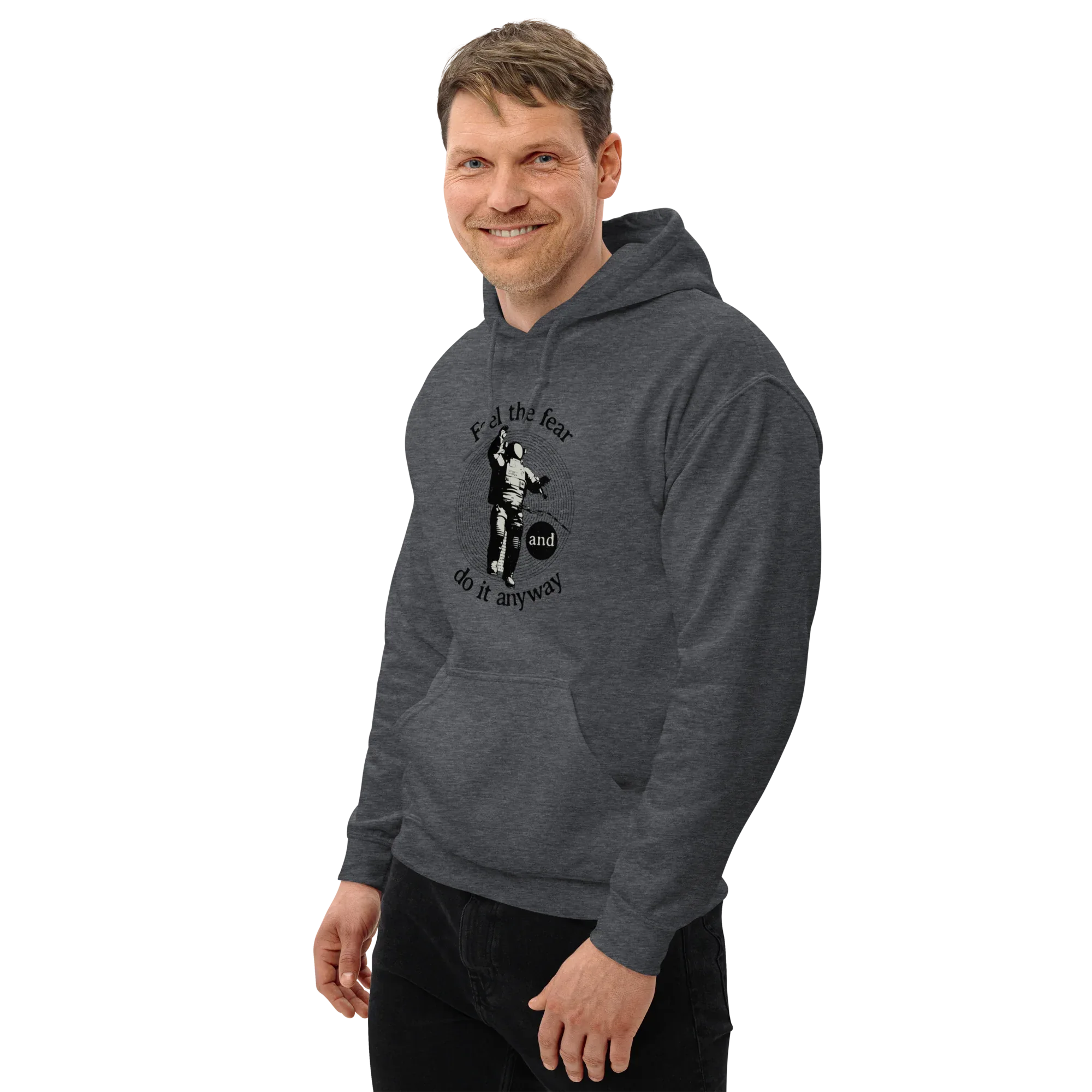 FEEL THE FEAR men’s hoodie - Red / S - Printoo Shop - 8875217_5538