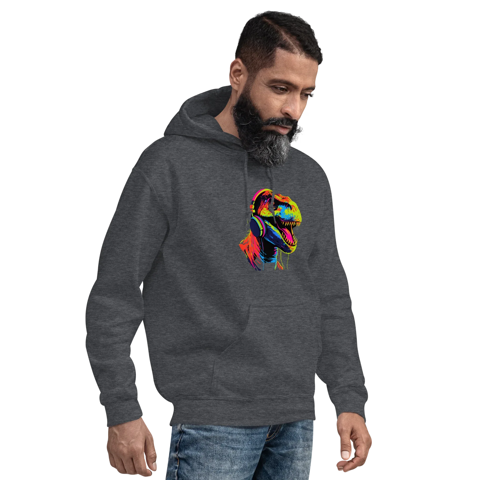 NEON REX men’s hoodie - Black / S - Printoo Shop - 6780250_5530