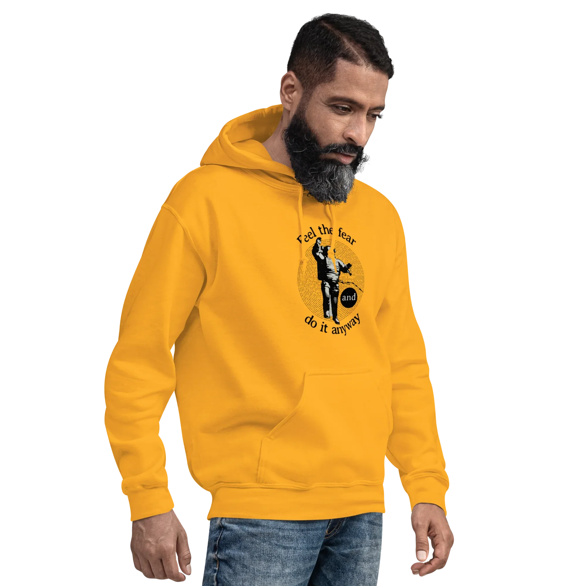 FEEL THE FEAR men’s hoodie - Red / S - Printoo Shop - 8875217_5538