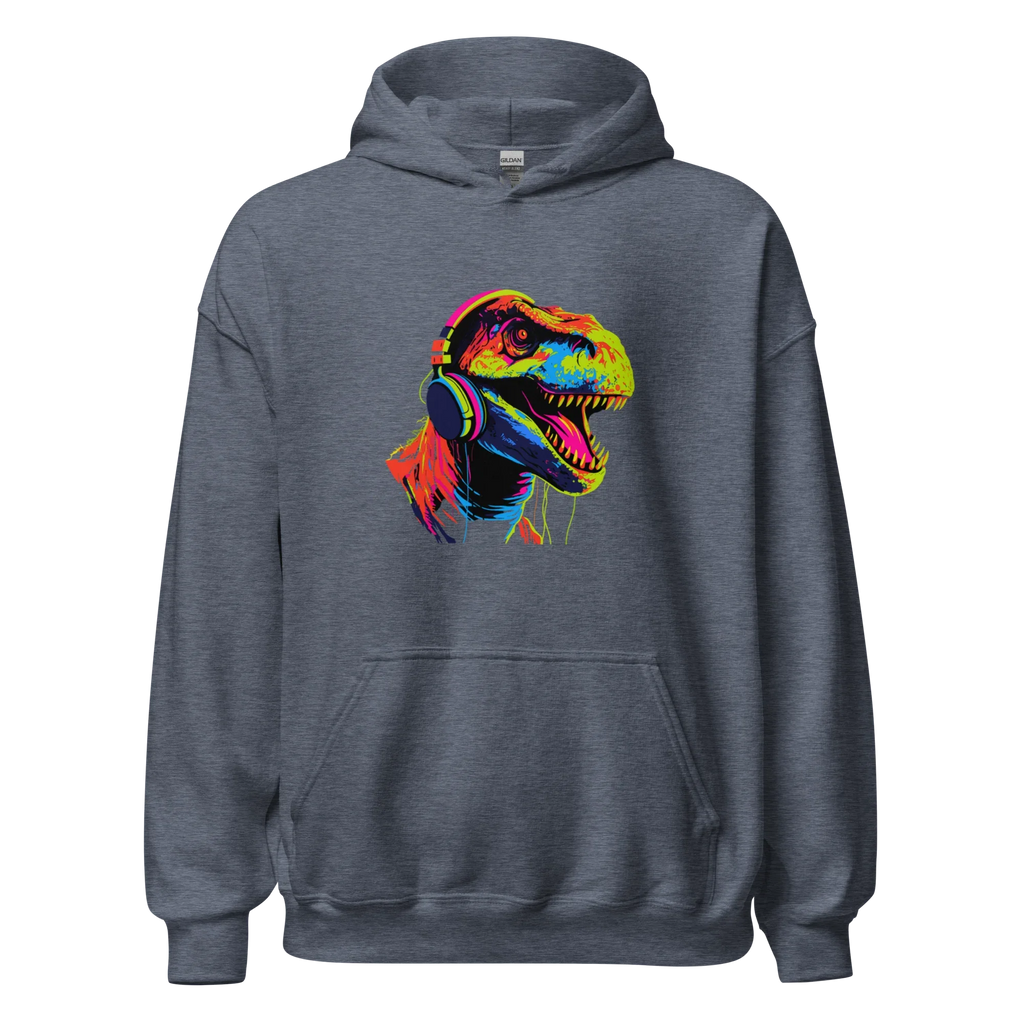 NEON REX men’s hoodie - Black / S - Printoo Shop - 6780250_5530