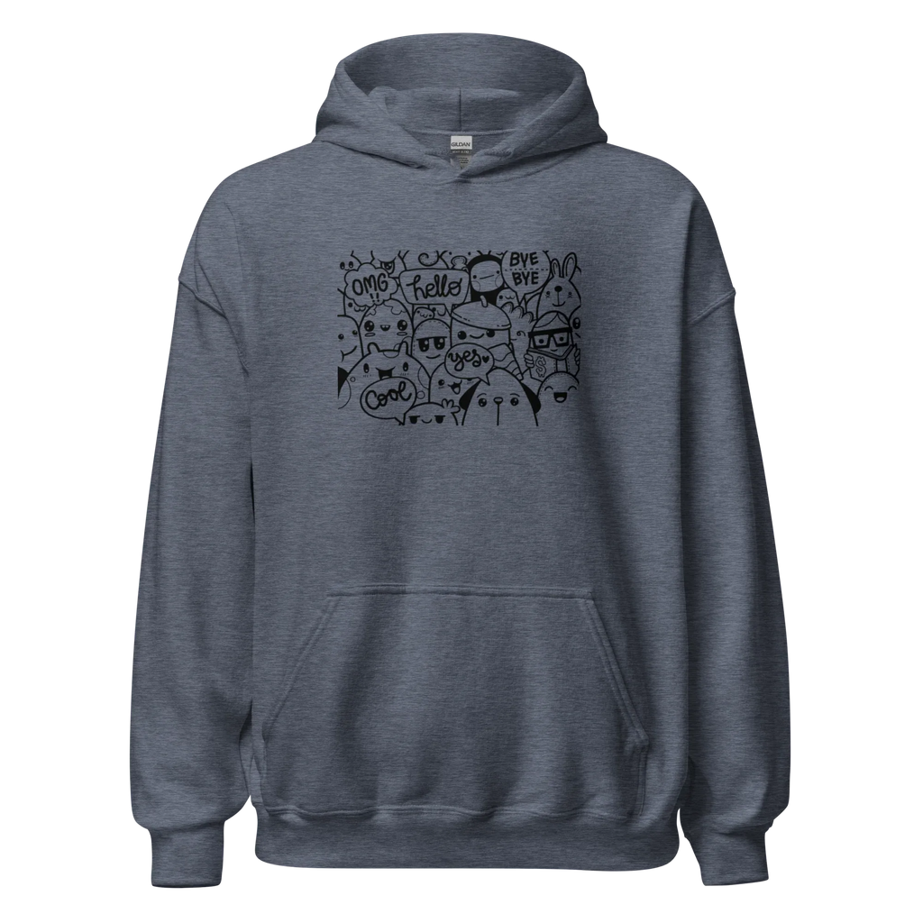DOODLE VIBES men’s hoodie - Indigo Blue / S - Printoo Shop - 2889554_5562