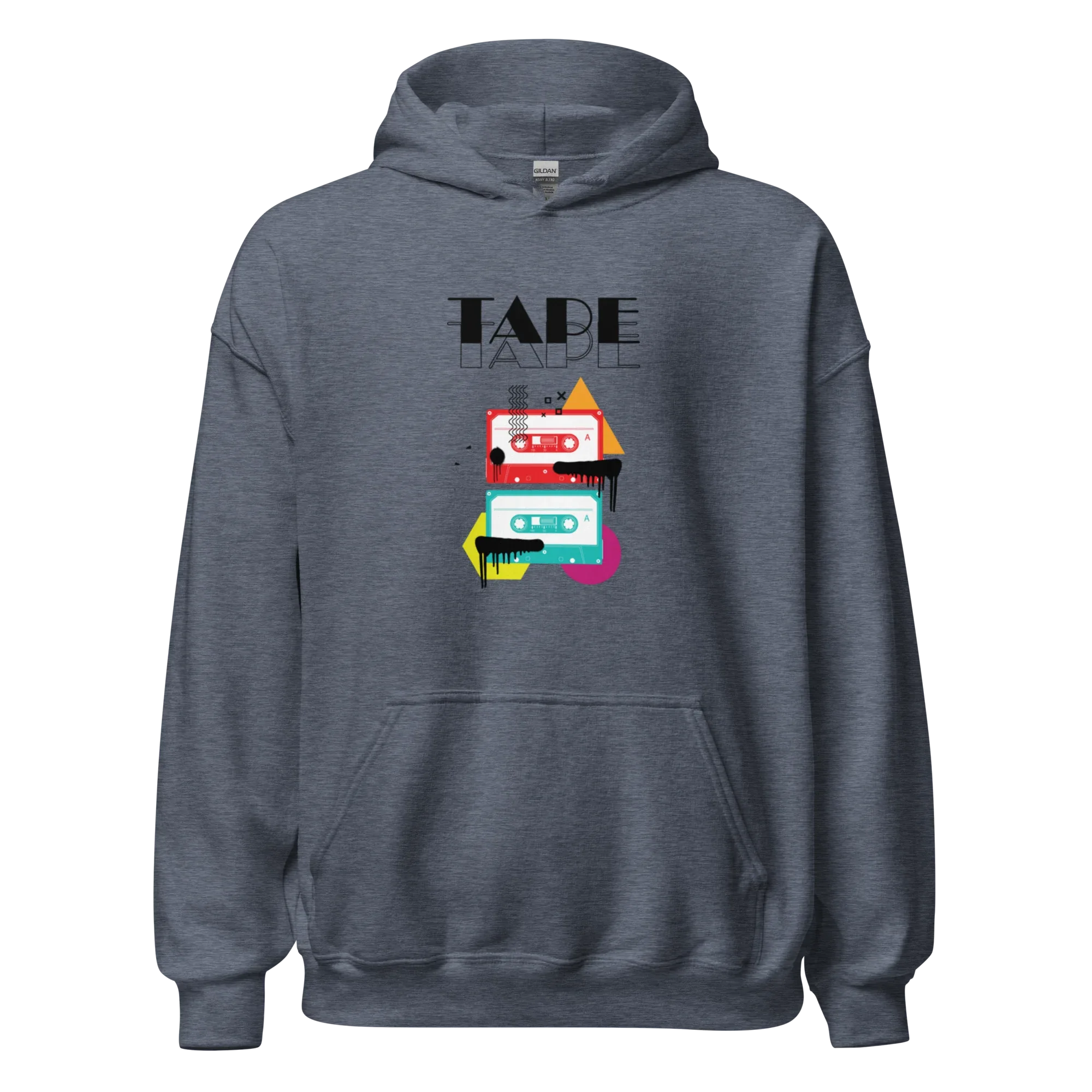 RETRO VIBE TAPE ART men’s hoodie - Dark Heather / S - Printoo Shop - 7723656_10806