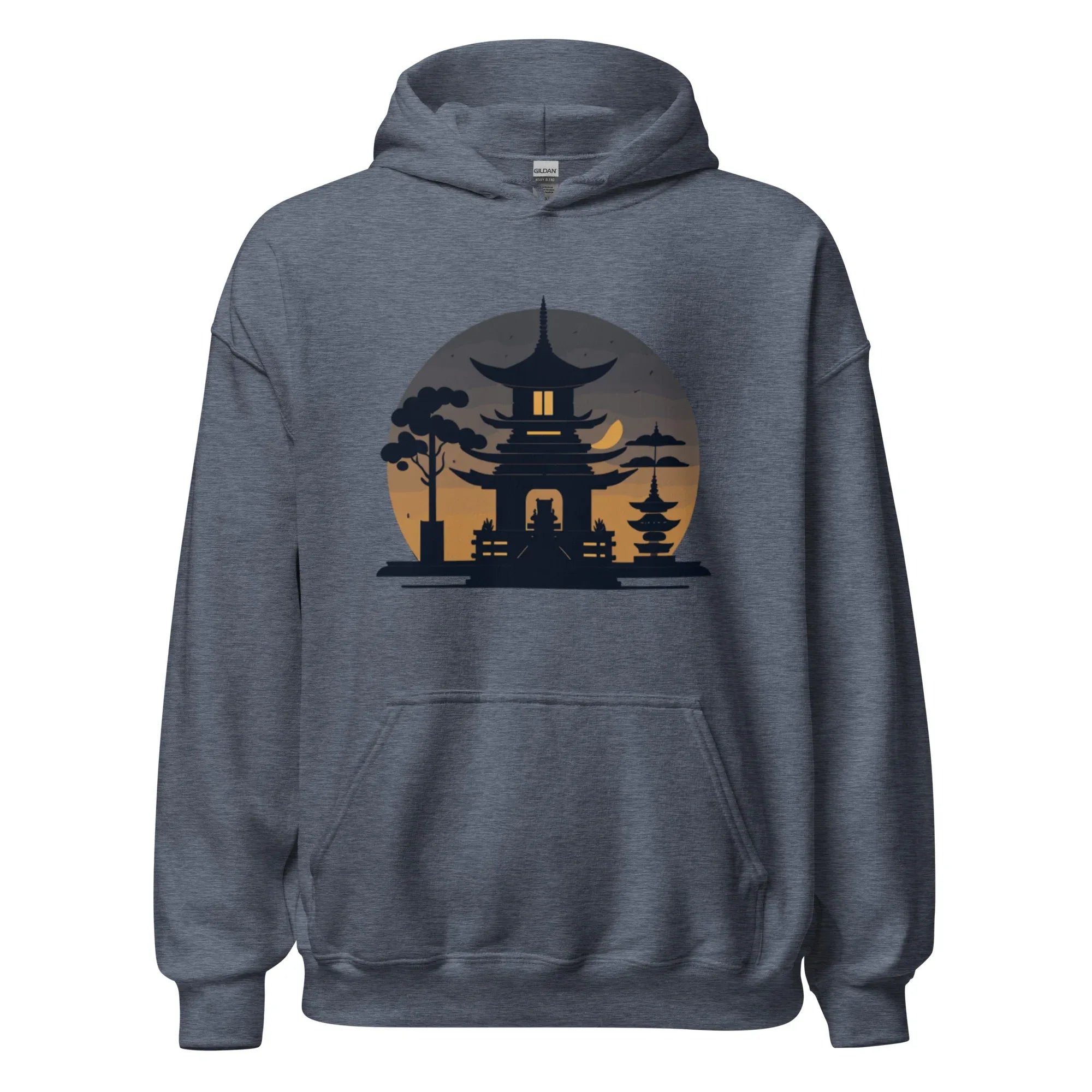 ZEN PAGODA NIGHT men’s hoodie - Dark Chocolate / S - Printoo Shop - 6834073_5554