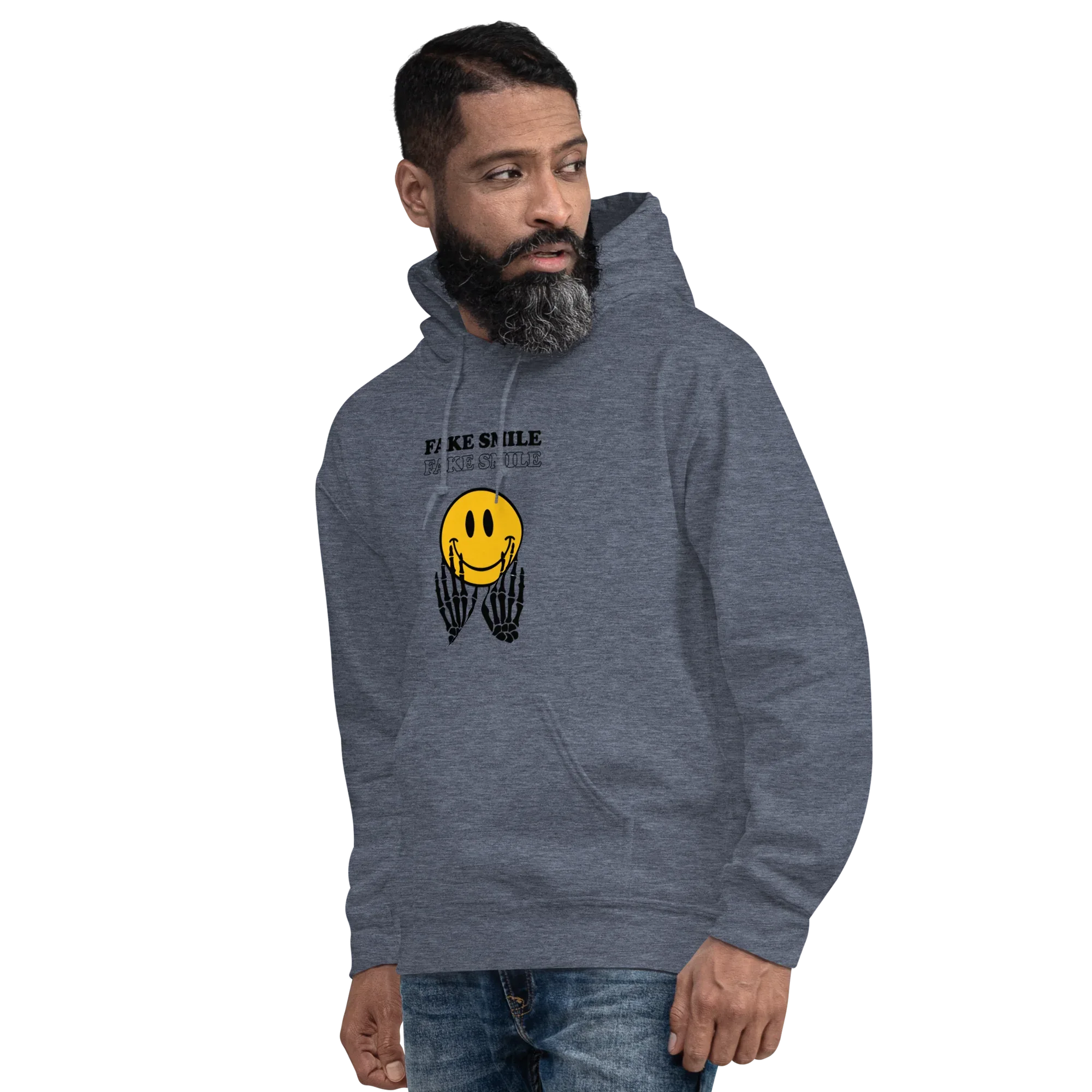 FAKESMILE men’s hoodie - Indigo Blue / S - Printoo Shop - 1170729_5562