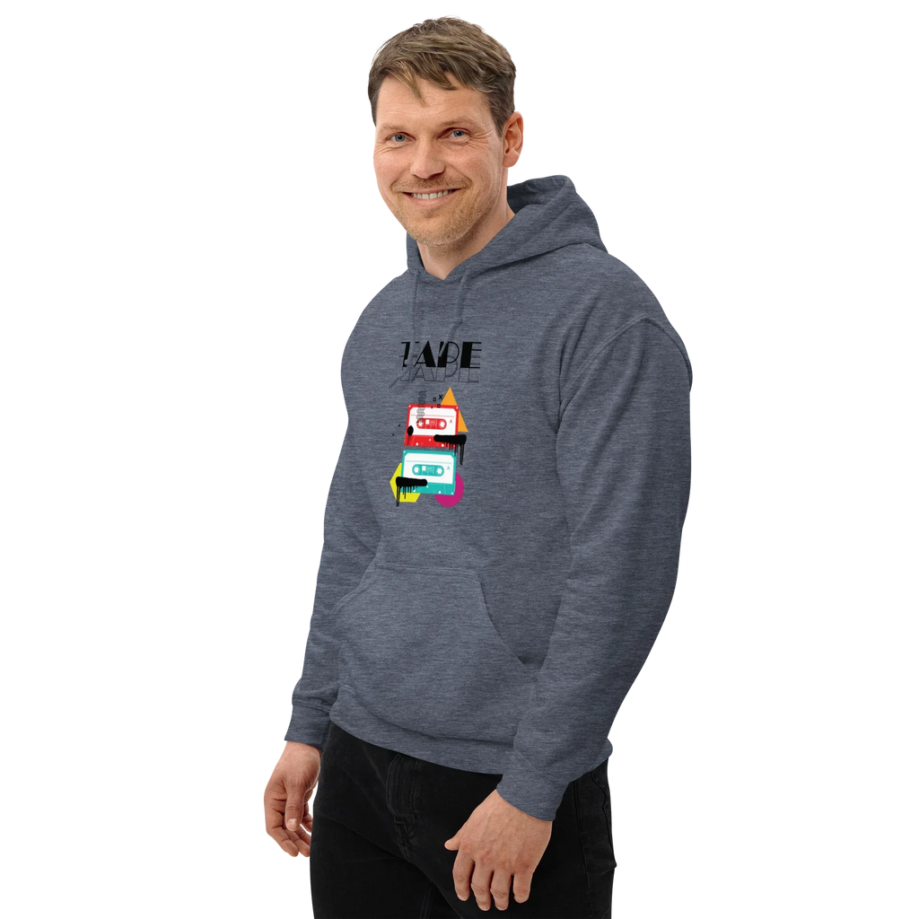 RETRO VIBE TAPE ART men’s hoodie - Dark Heather / S - Printoo Shop - 7723656_10806