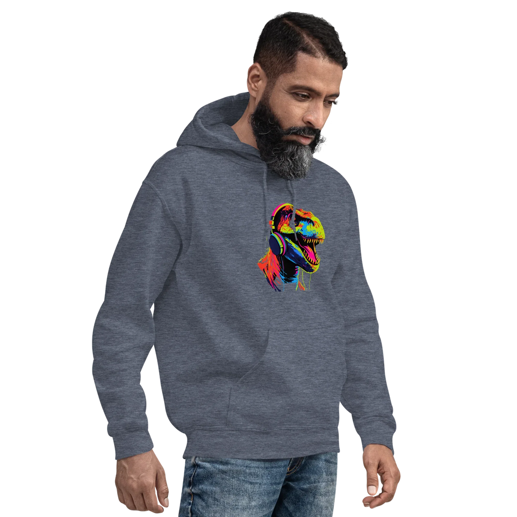 NEON REX men’s hoodie - Black / S - Printoo Shop - 6780250_5530