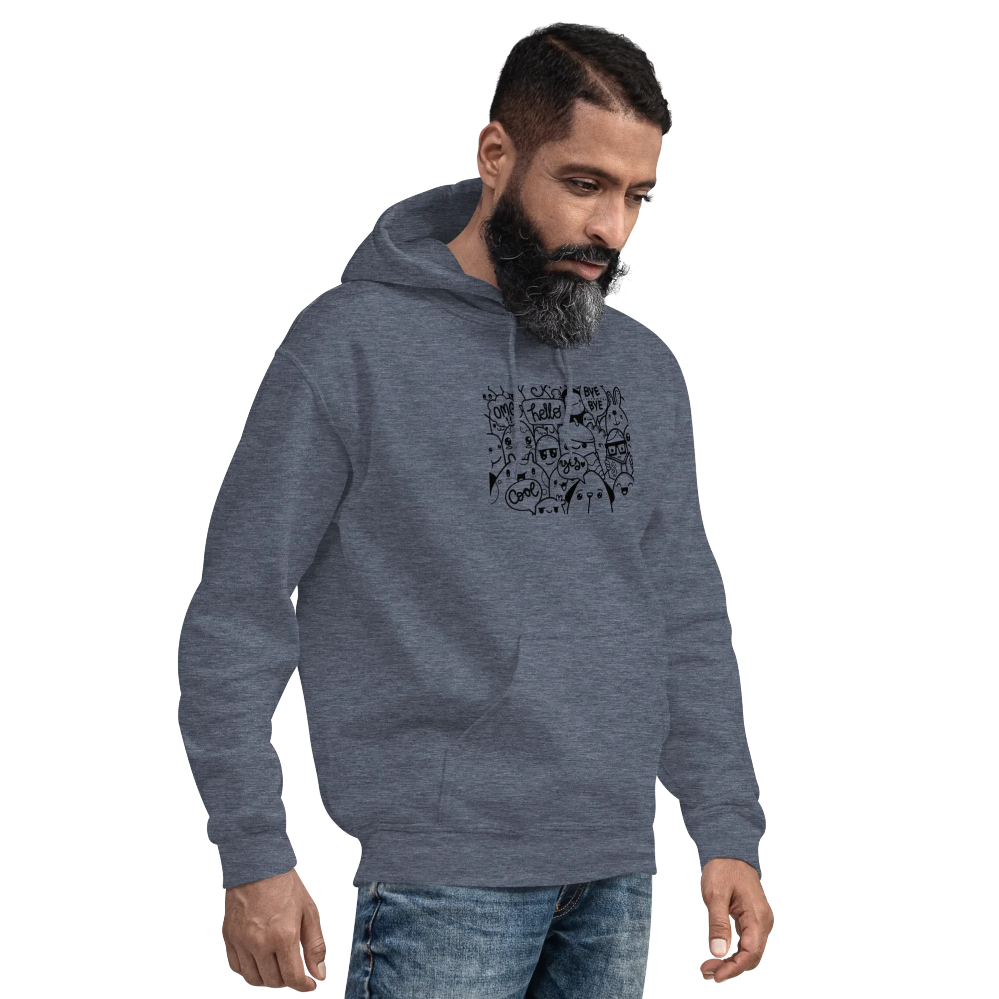 DOODLE VIBES men’s hoodie - Indigo Blue / S - Printoo Shop - 2889554_5562