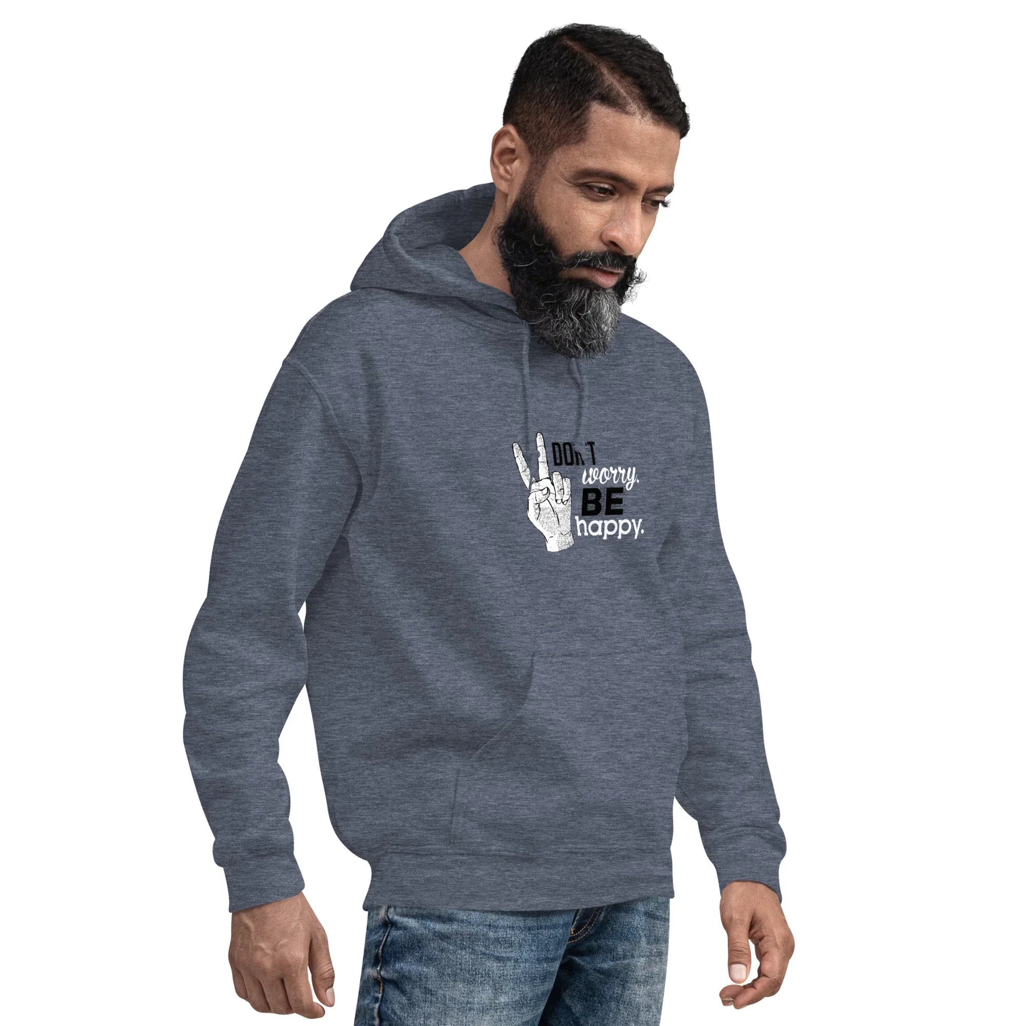 POSITIVE VIBES PEACE men’s hoodie - Indigo Blue / S - Printoo Shop - 4225008_5562