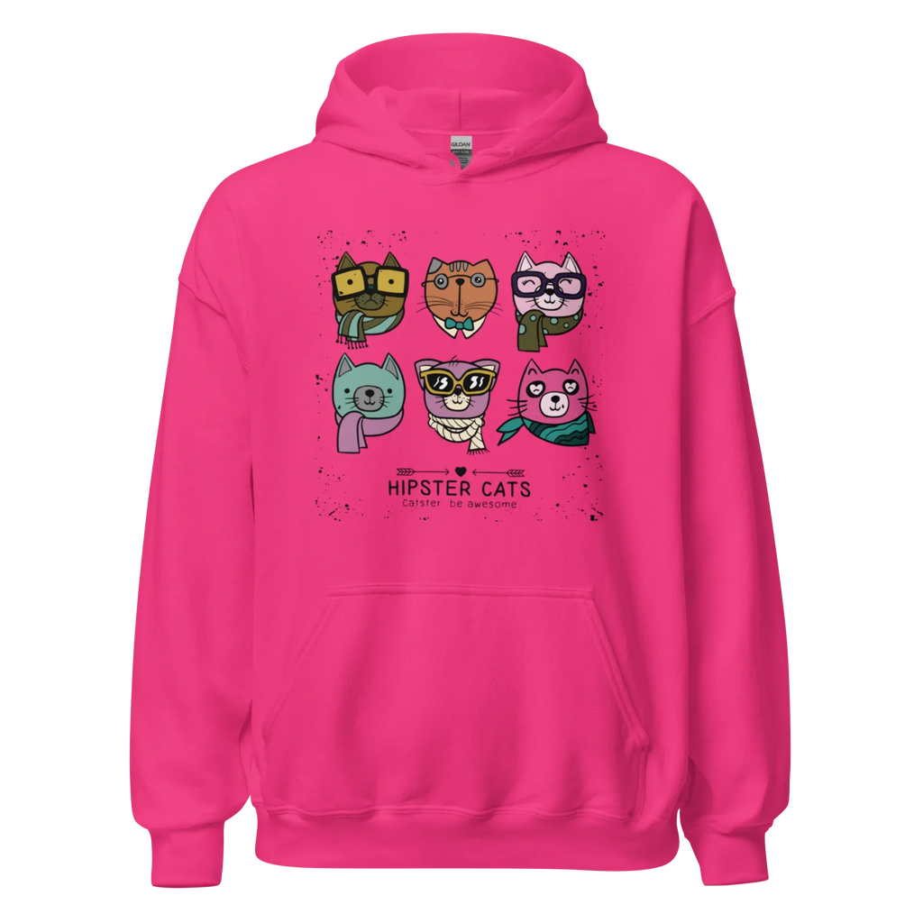 HIPSTER CATS women’s hoodie - Red / S - Printoo Shop - 4118911_5538