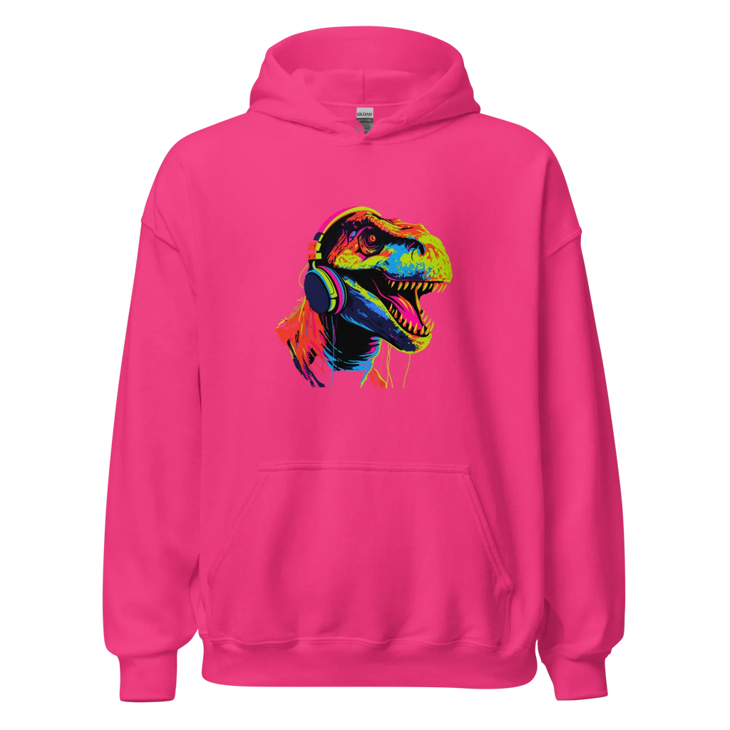 NEON REX women’s hoodie - Red / S - Printoo Shop - 3570263_5538