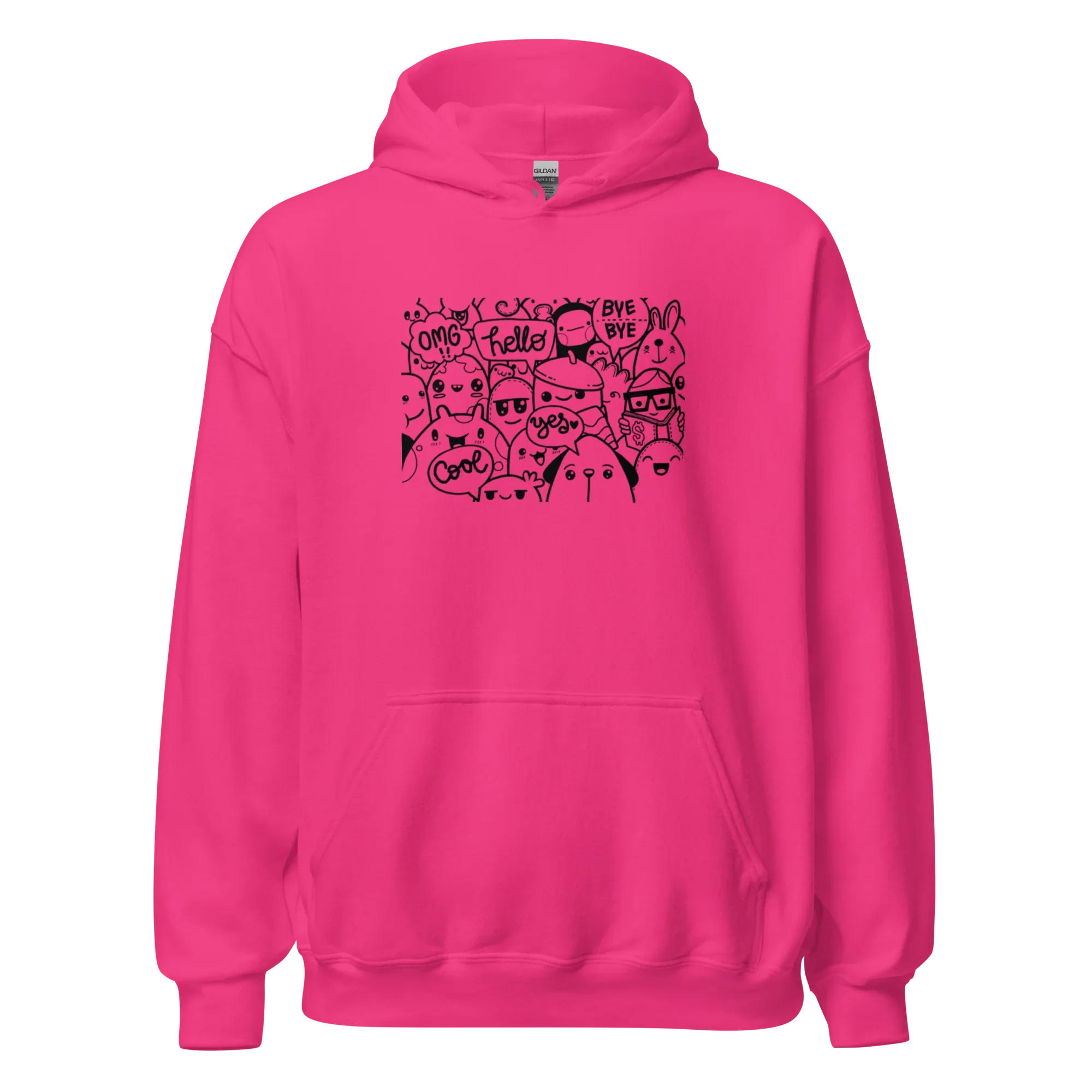 DOODLE VIBES women’s hoodie - Red / S - Printoo Shop - 9210934_5538