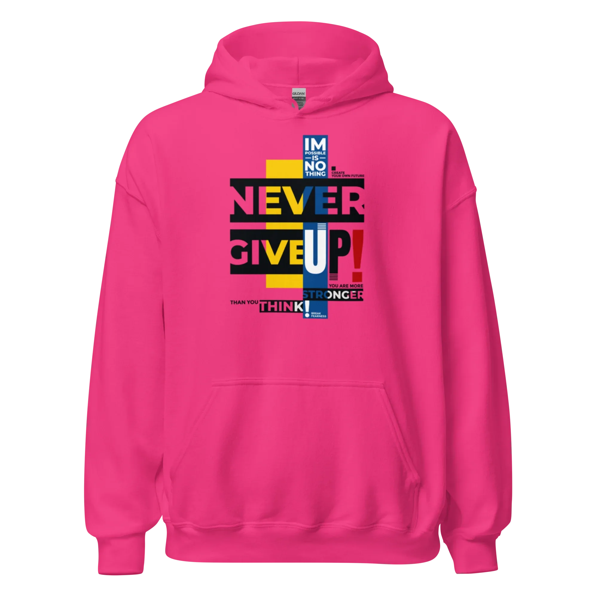NEVER GIVE UP women’s hoodie - Heliconia / S - Printoo Shop - 2012201_22257