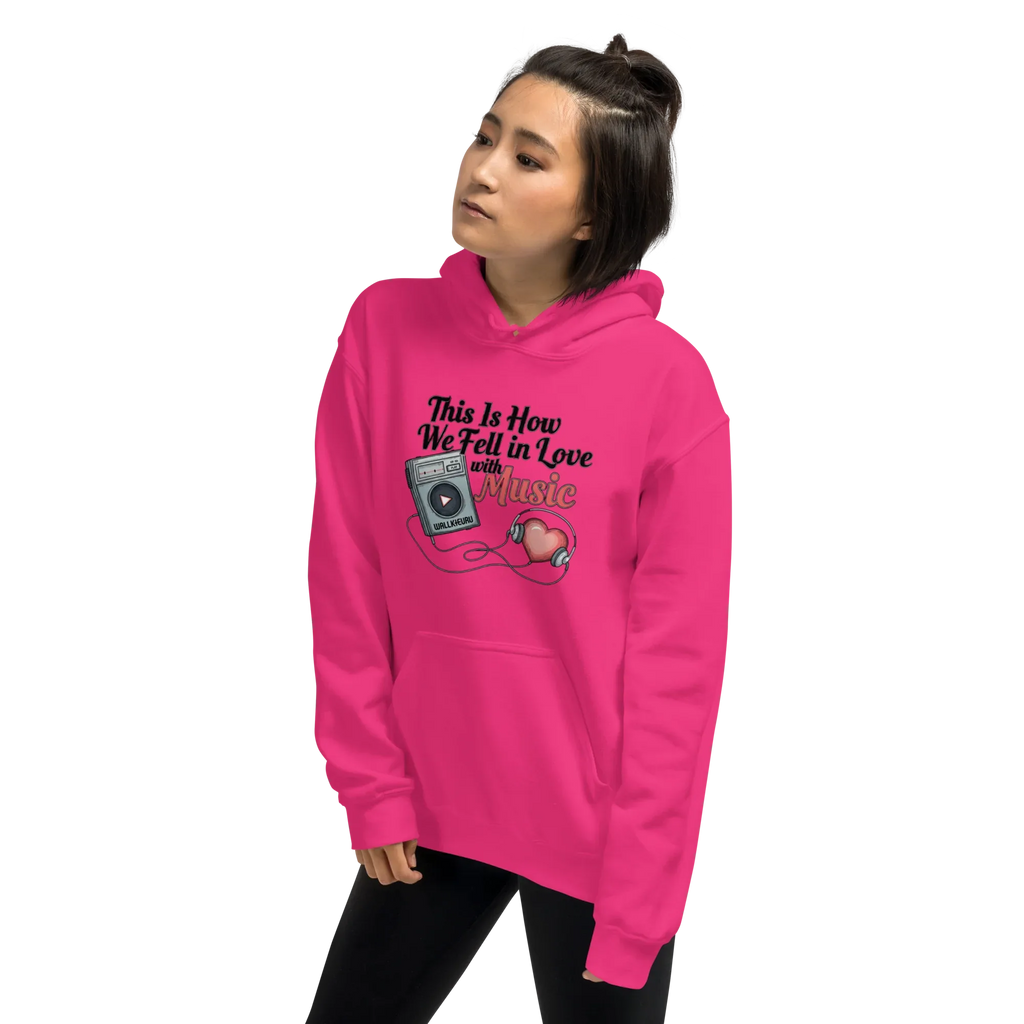 Cassette Love women’s hoodie - Heliconia / S - Printoo Shop - 5232900_22257