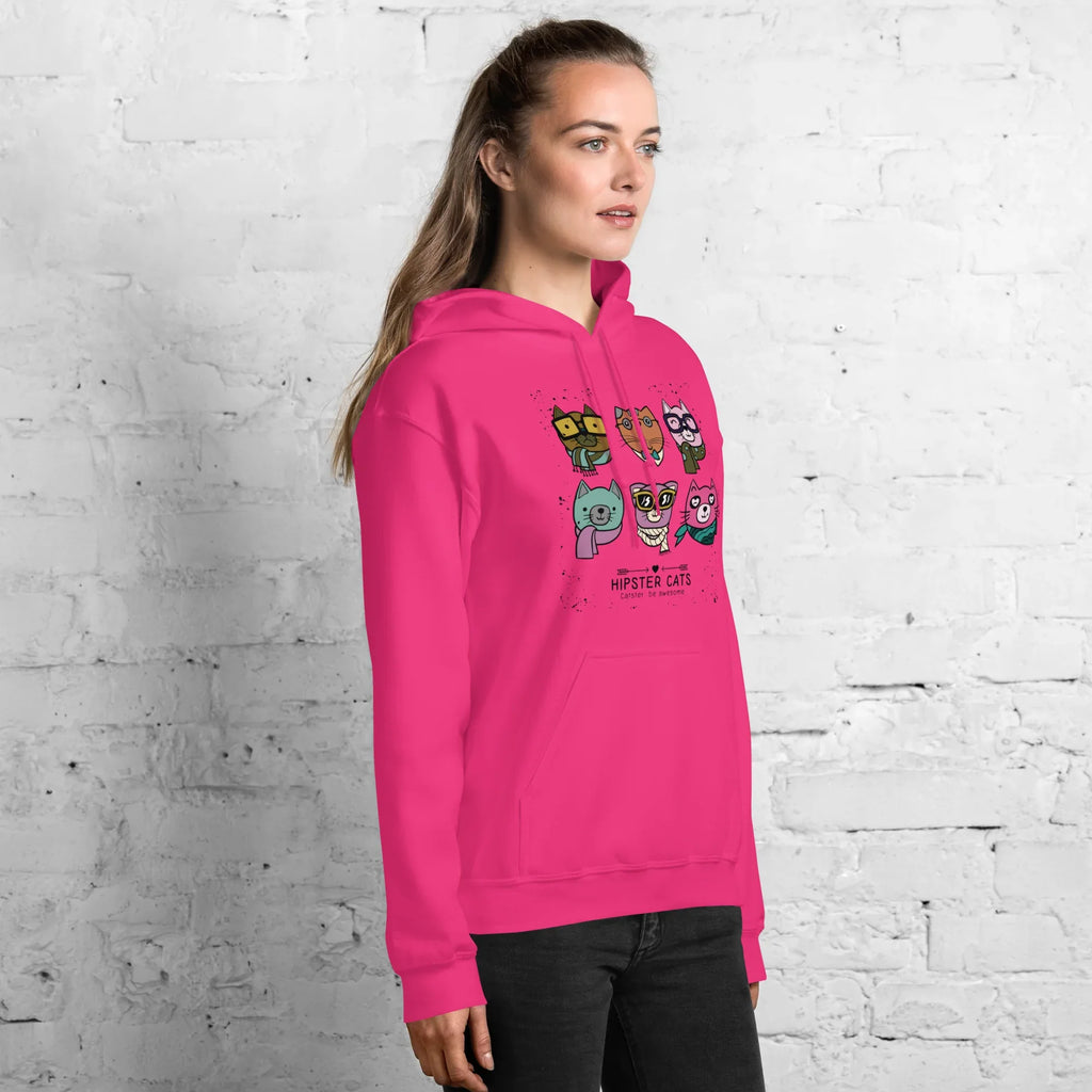 HIPSTER CATS women’s hoodie - Red / S - Printoo Shop - 4118911_5538