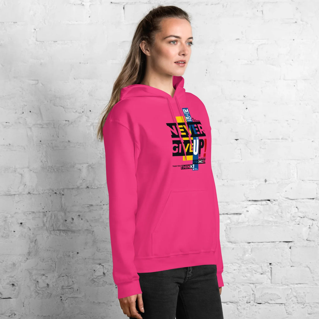 NEVER GIVE UP women’s hoodie - Heliconia / S - Printoo Shop - 2012201_22257