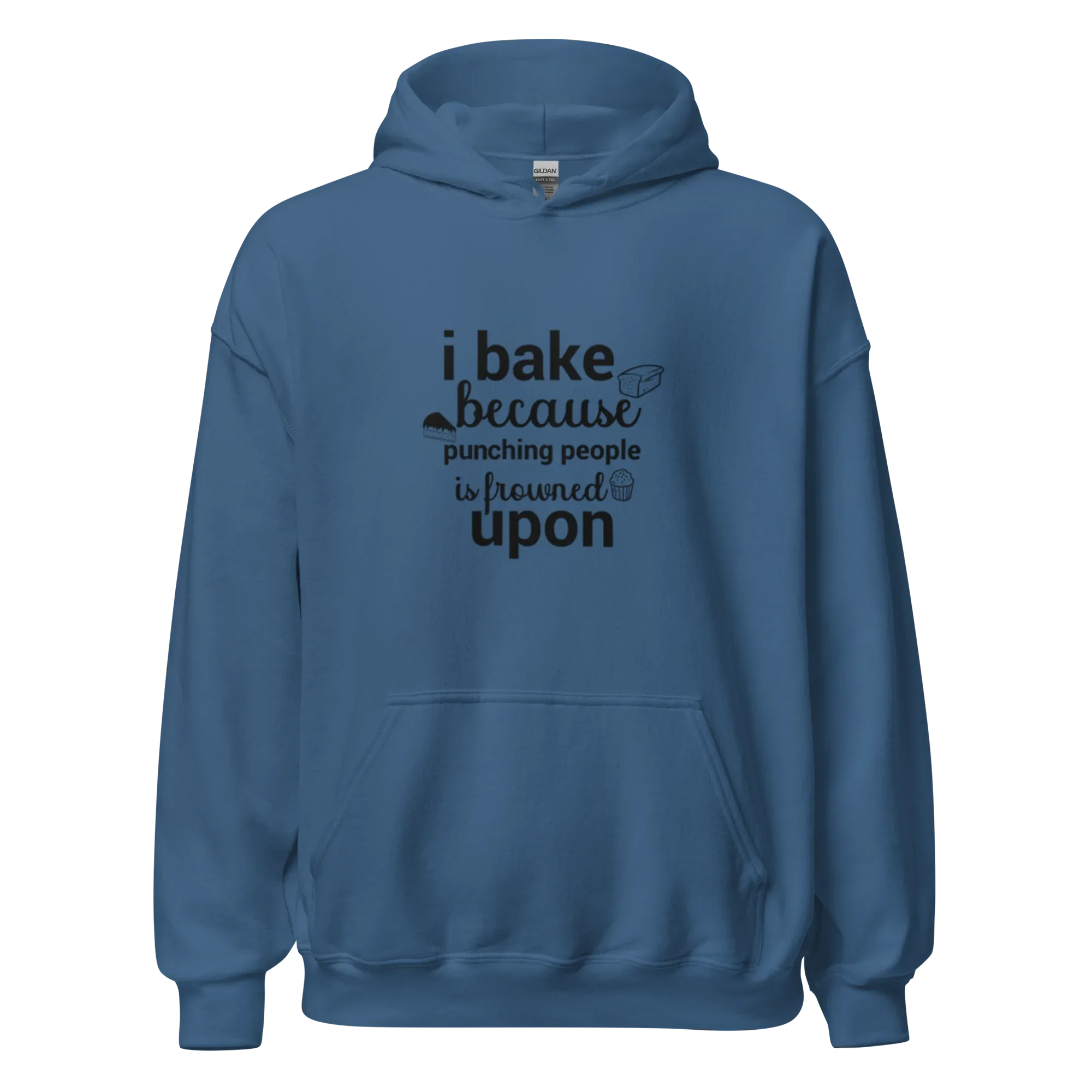 BAKE THERAPY men’s hoodie - Indigo Blue / S - Printoo Shop - 2973079_5562