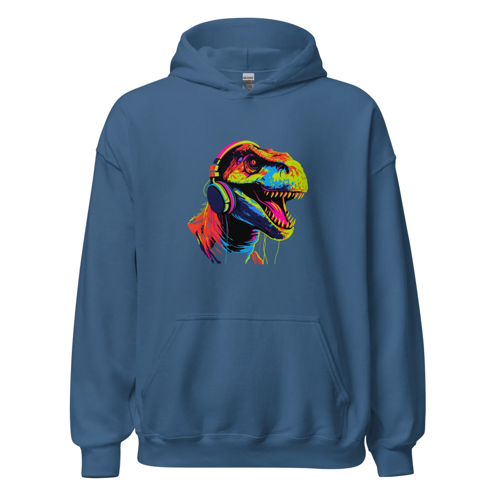 NEON REX men’s hoodie - Black / S - Printoo Shop - 6780250_5530