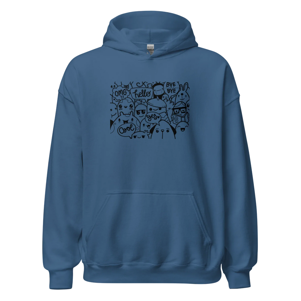 DOODLE VIBES men’s hoodie - Indigo Blue / S - Printoo Shop - 2889554_5562