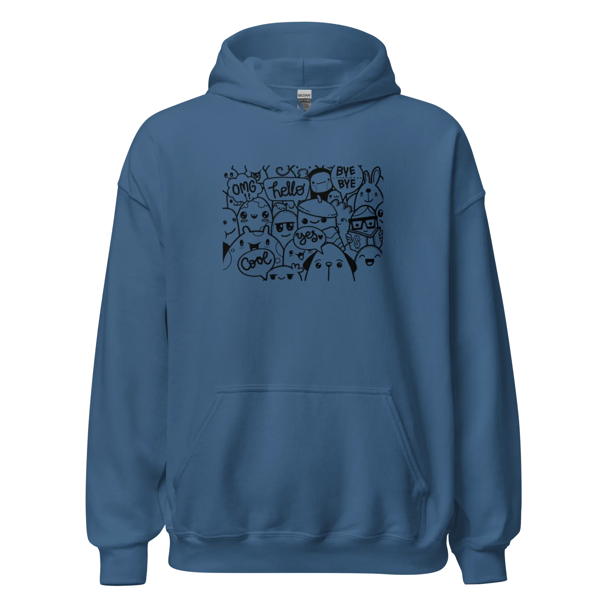 DOODLE VIBES men’s hoodie - Indigo Blue / S - Printoo Shop - 2889554_5562