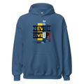 NEVER GIVE UP men’s hoodie - Indigo Blue / S - Printoo Shop - 6447029_5562