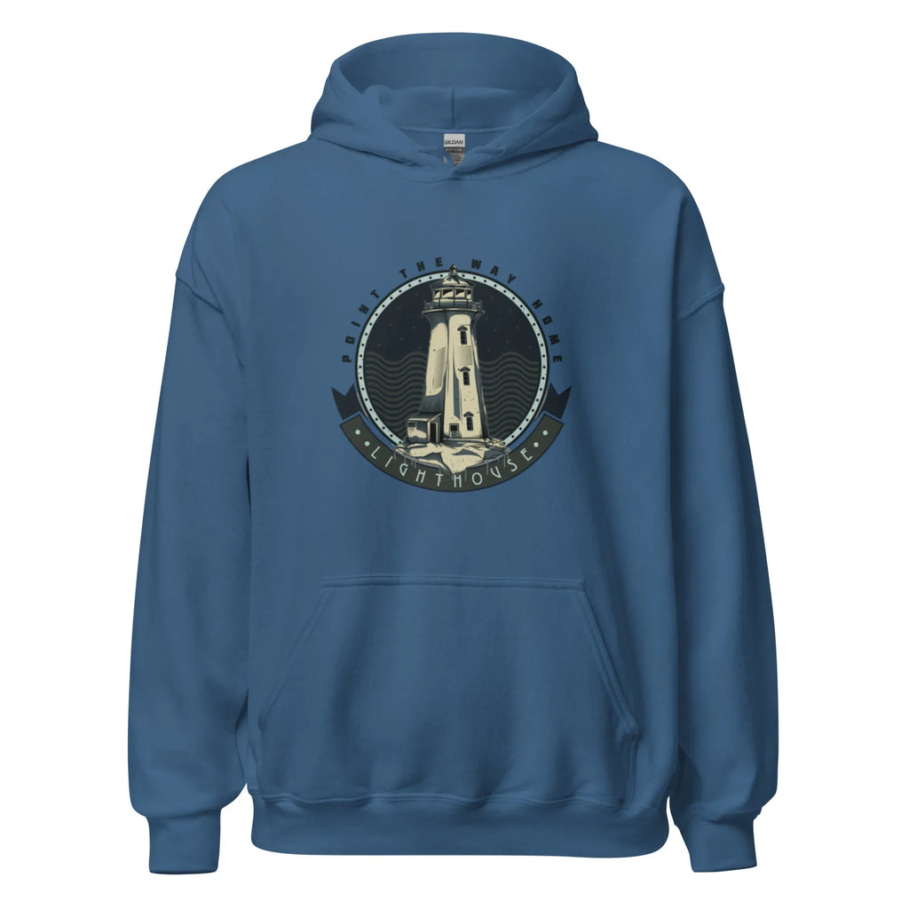 POINT THE WAY HOME men’s hoodie - Indigo Blue / S - Printoo Shop - 9242220_5562