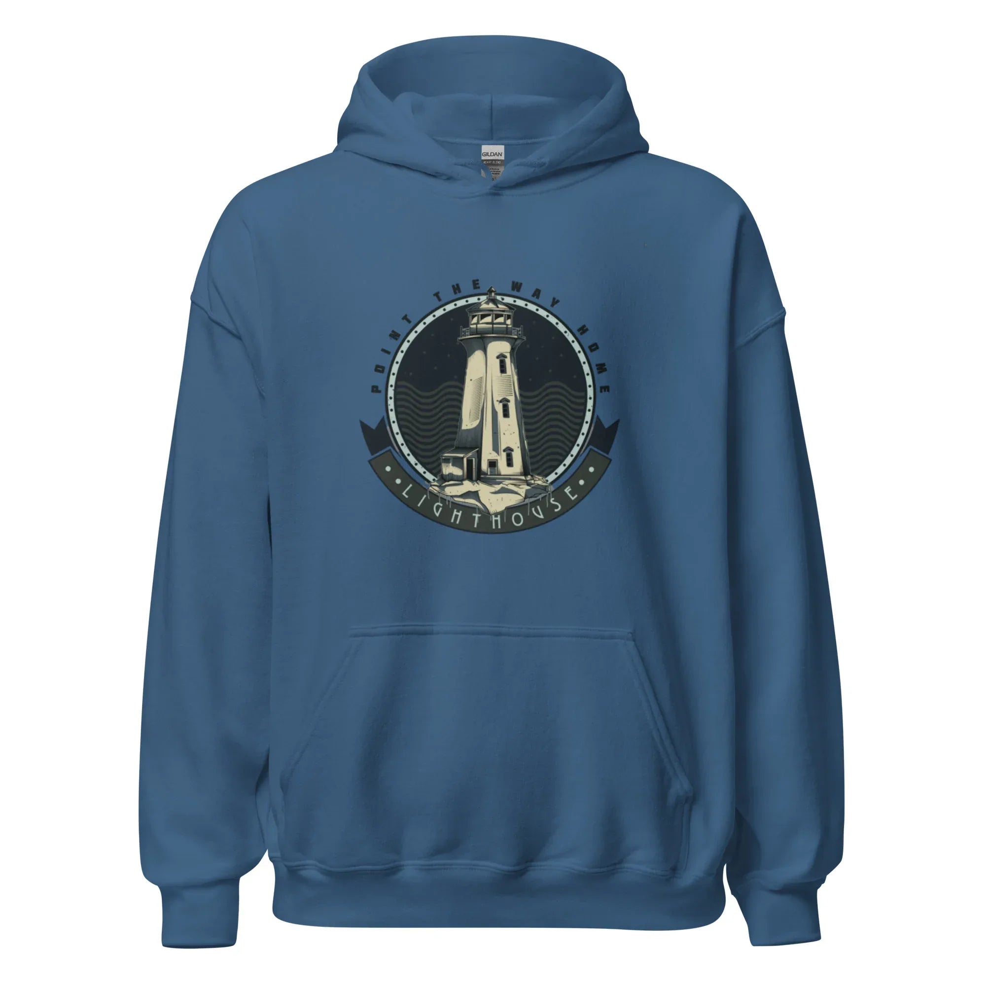 POINT THE WAY HOME men’s hoodie - Indigo Blue / S - Printoo Shop - 9242220_5562