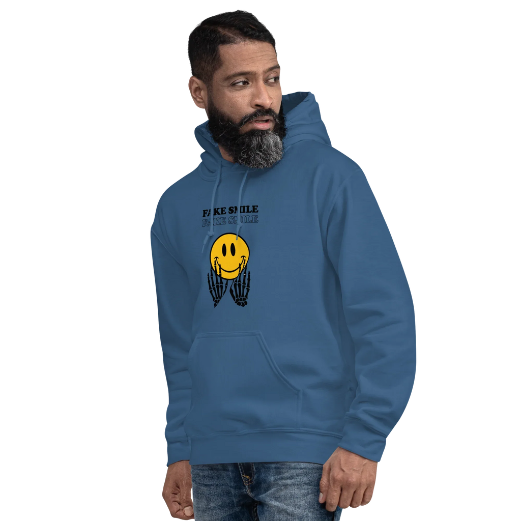 FAKESMILE men’s hoodie - Indigo Blue / S - Printoo Shop - 1170729_5562