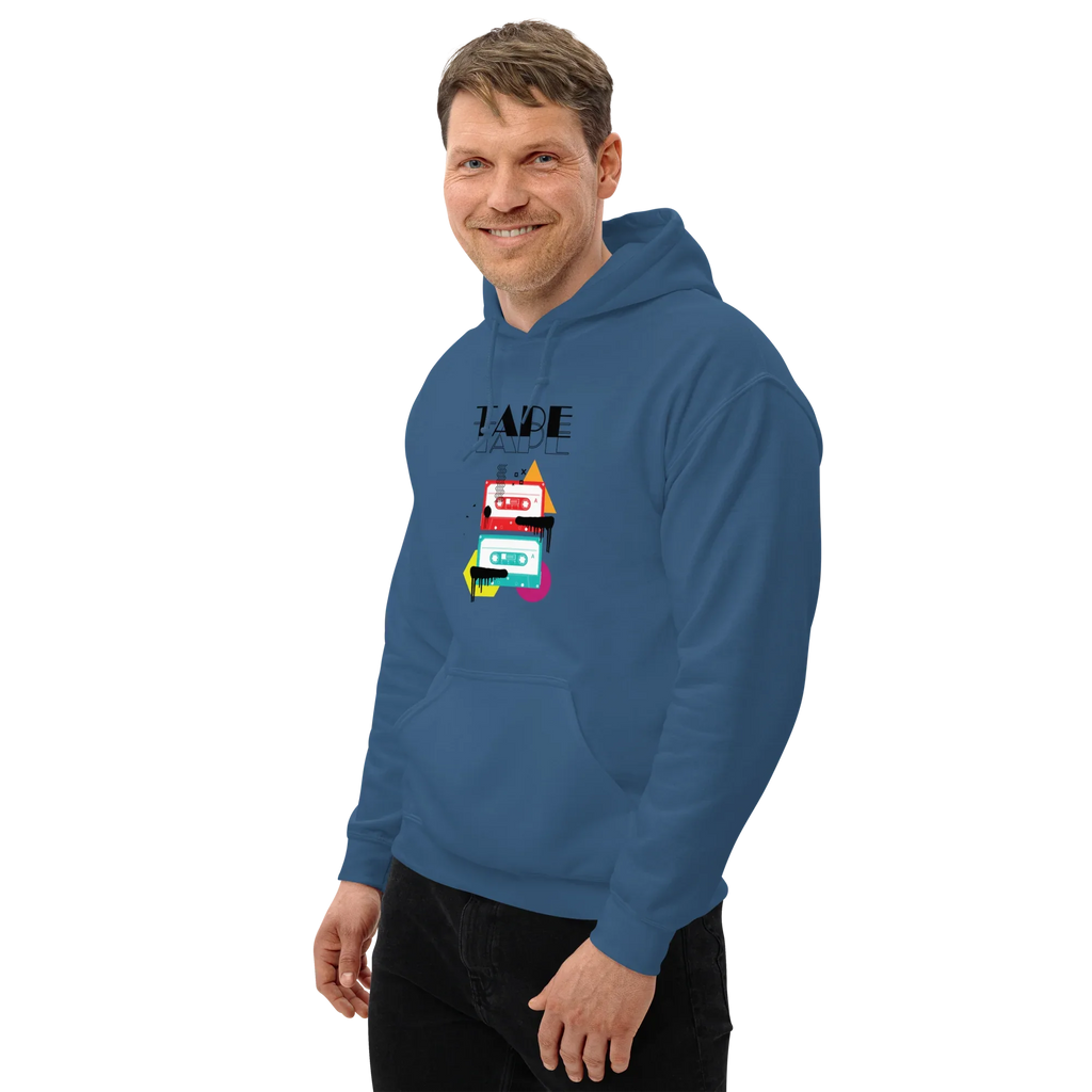 RETRO VIBE TAPE ART men’s hoodie - Dark Heather / S - Printoo Shop - 7723656_10806