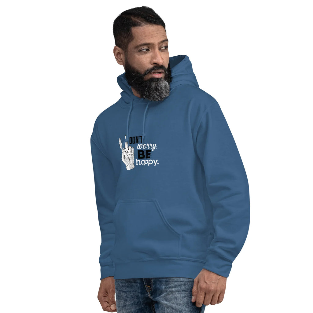 POSITIVE VIBES PEACE men’s hoodie - Indigo Blue / S - Printoo Shop - 4225008_5562