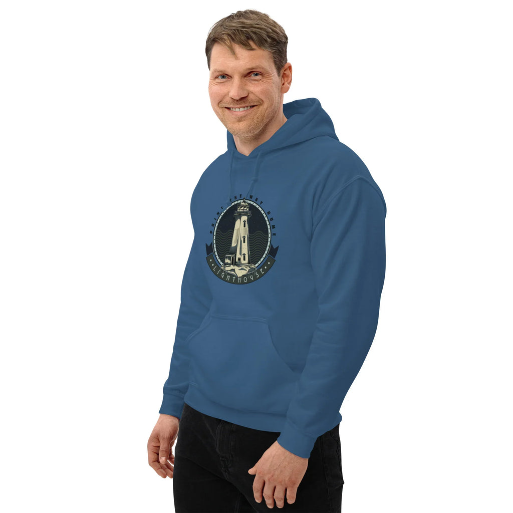 POINT THE WAY HOME men’s hoodie - Indigo Blue / S - Printoo Shop - 9242220_5562