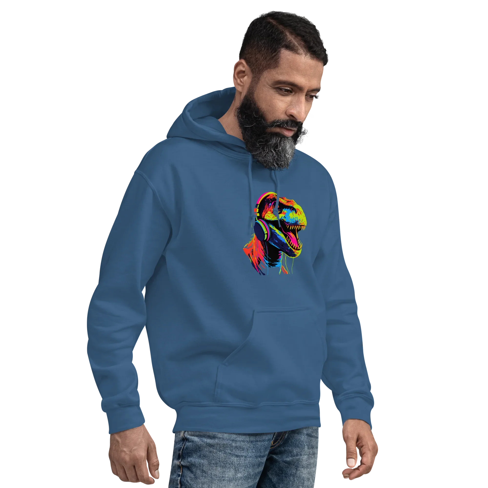 NEON REX men’s hoodie - Black / S - Printoo Shop - 6780250_5530