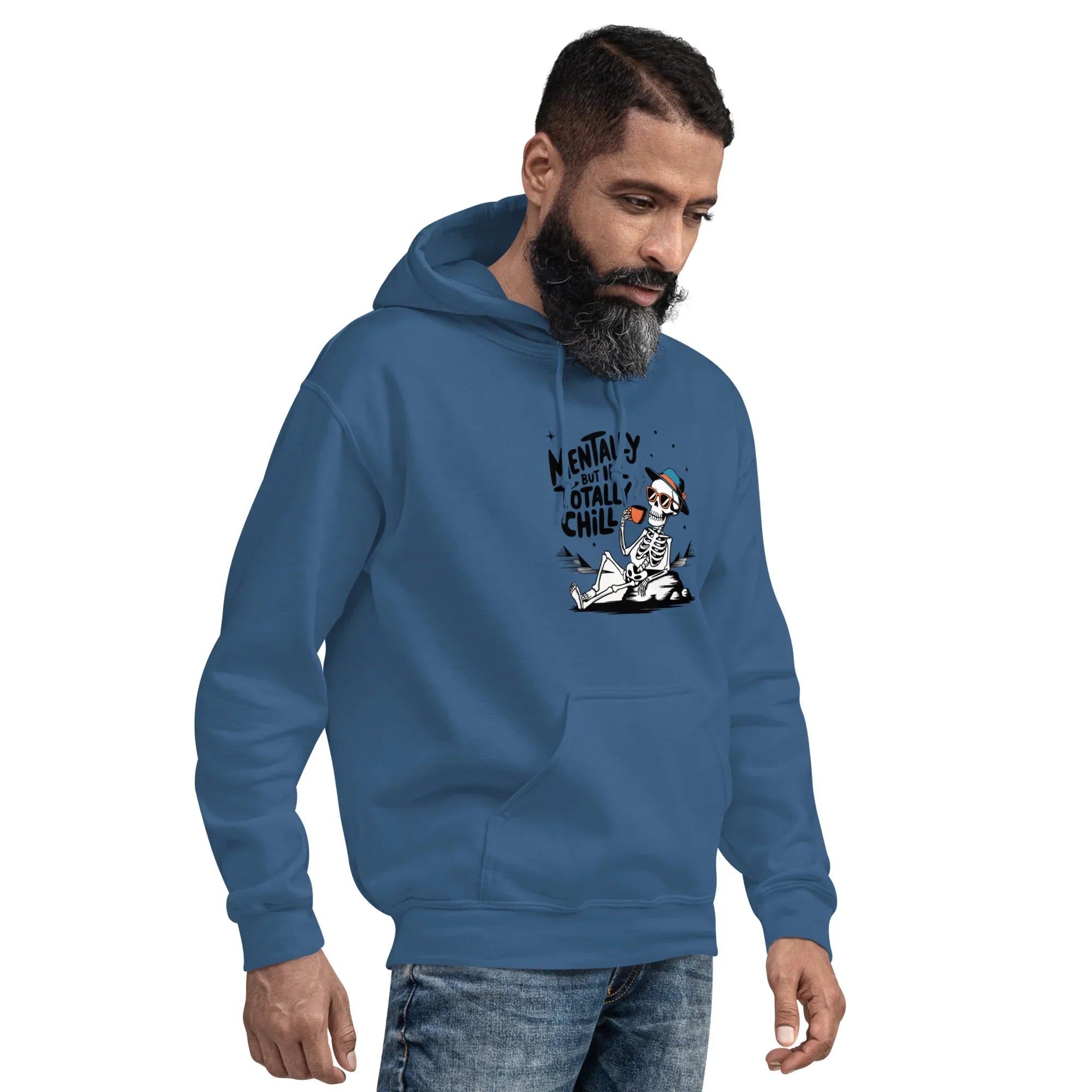 TOTALLY CHILL SKELETON men’s hoodie - Black / S - Printoo Shop - 1286228_5530