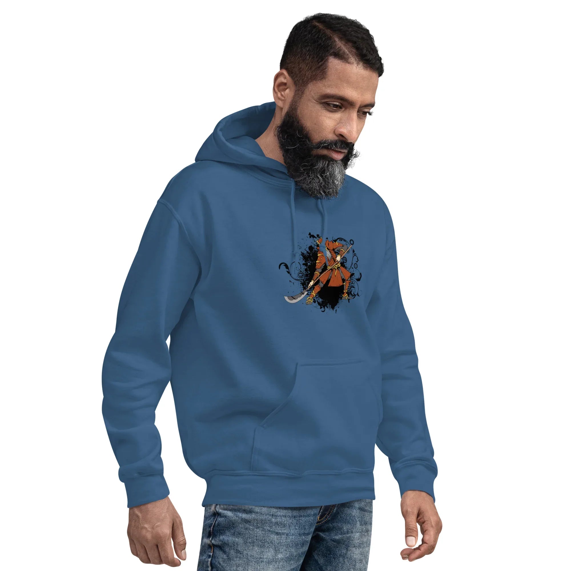 SAMURAI LEGEND men’s hoodie - Indigo Blue / S - Printoo Shop - 8396808_5562
