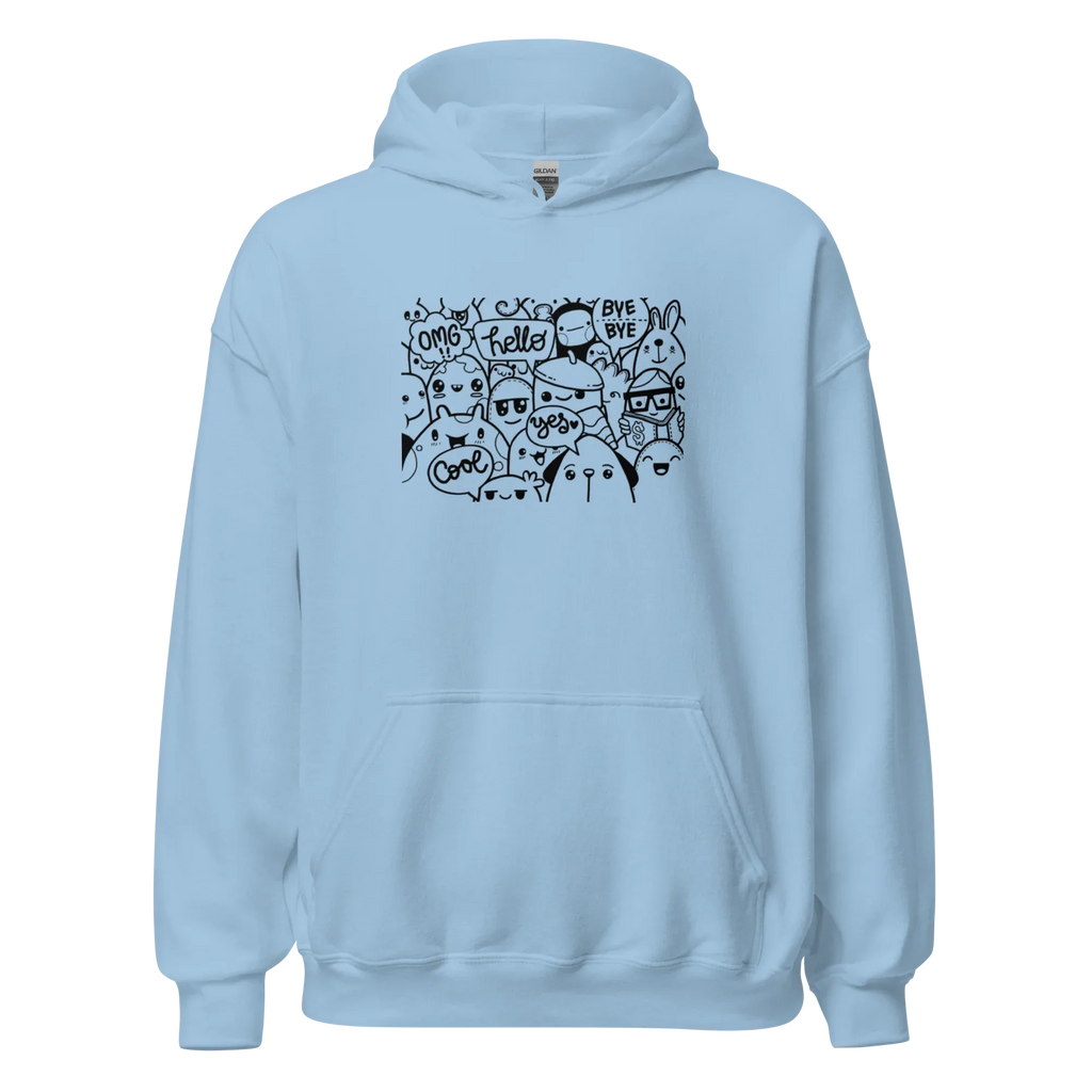 DOODLE VIBES women’s hoodie - Red / S - Printoo Shop - 9210934_5538