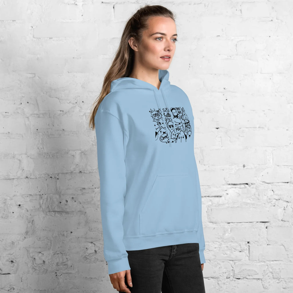 DOODLE VIBES women’s hoodie - Red / S - Printoo Shop - 9210934_5538