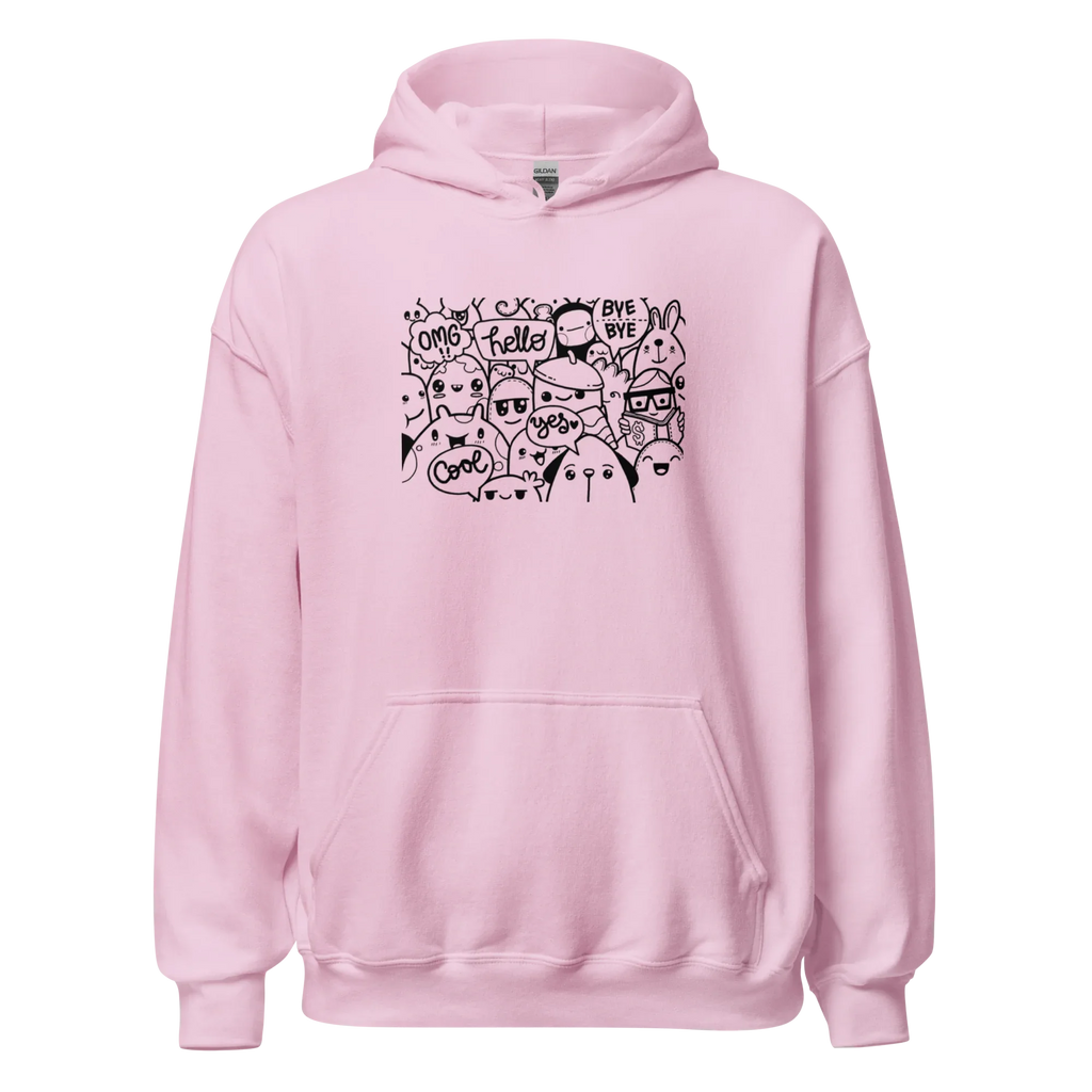 DOODLE VIBES women’s hoodie - Red / S - Printoo Shop - 9210934_5538