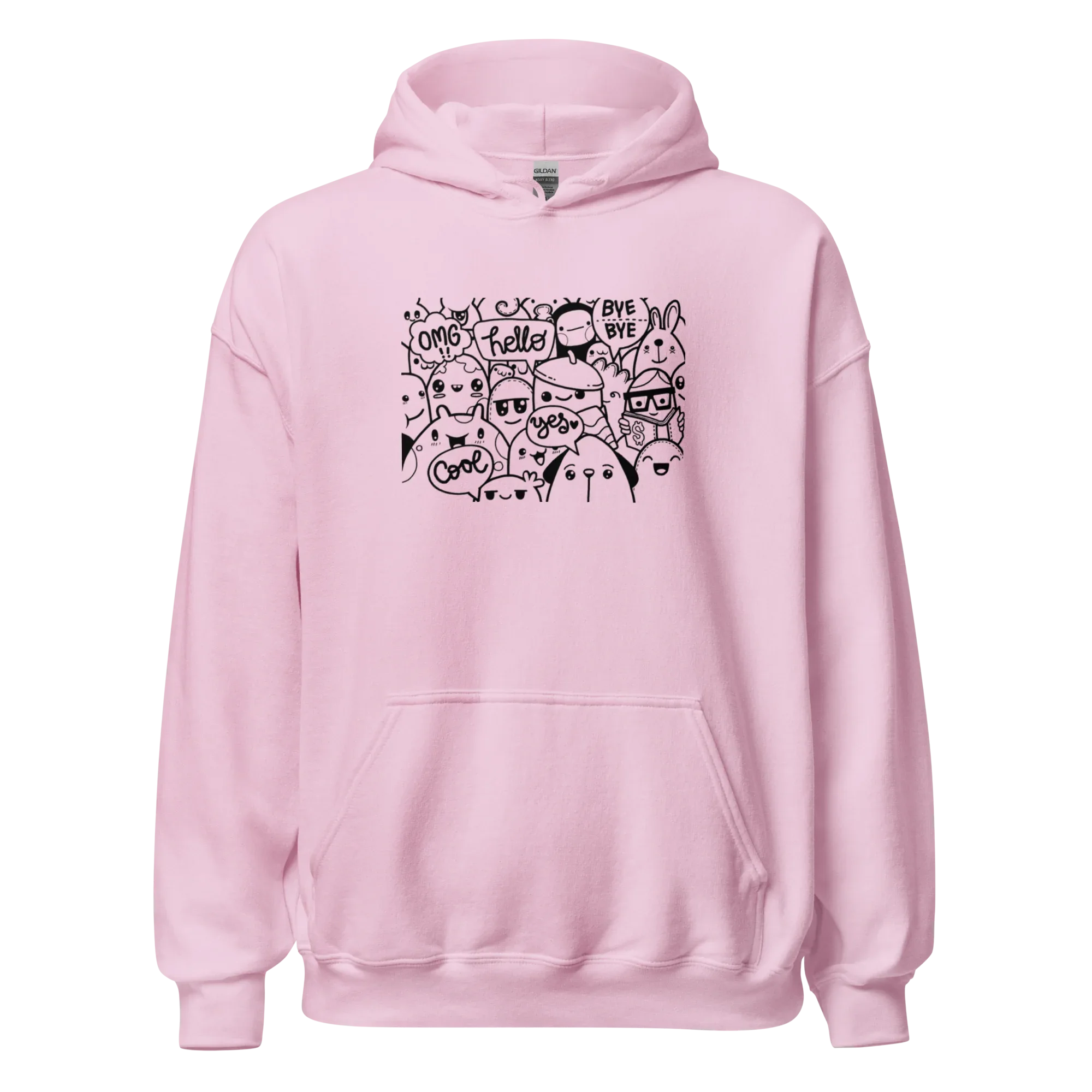 DOODLE VIBES women’s hoodie - Red / S - Printoo Shop - 9210934_5538