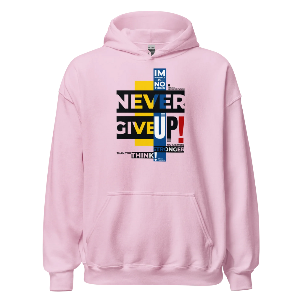 NEVER GIVE UP women’s hoodie - Heliconia / S - Printoo Shop - 2012201_22257