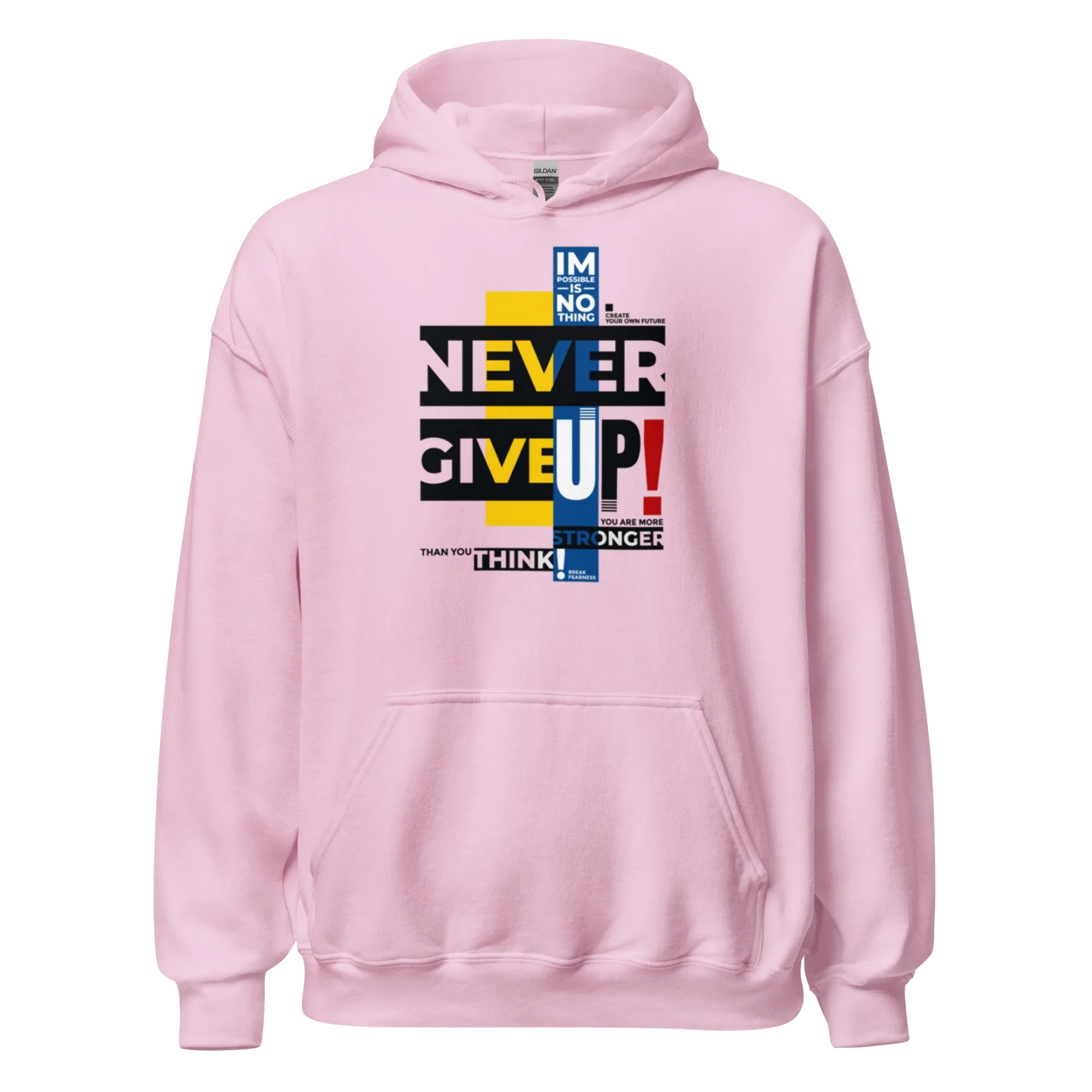 NEVER GIVE UP women’s hoodie - Heliconia / S - Printoo Shop - 2012201_22257