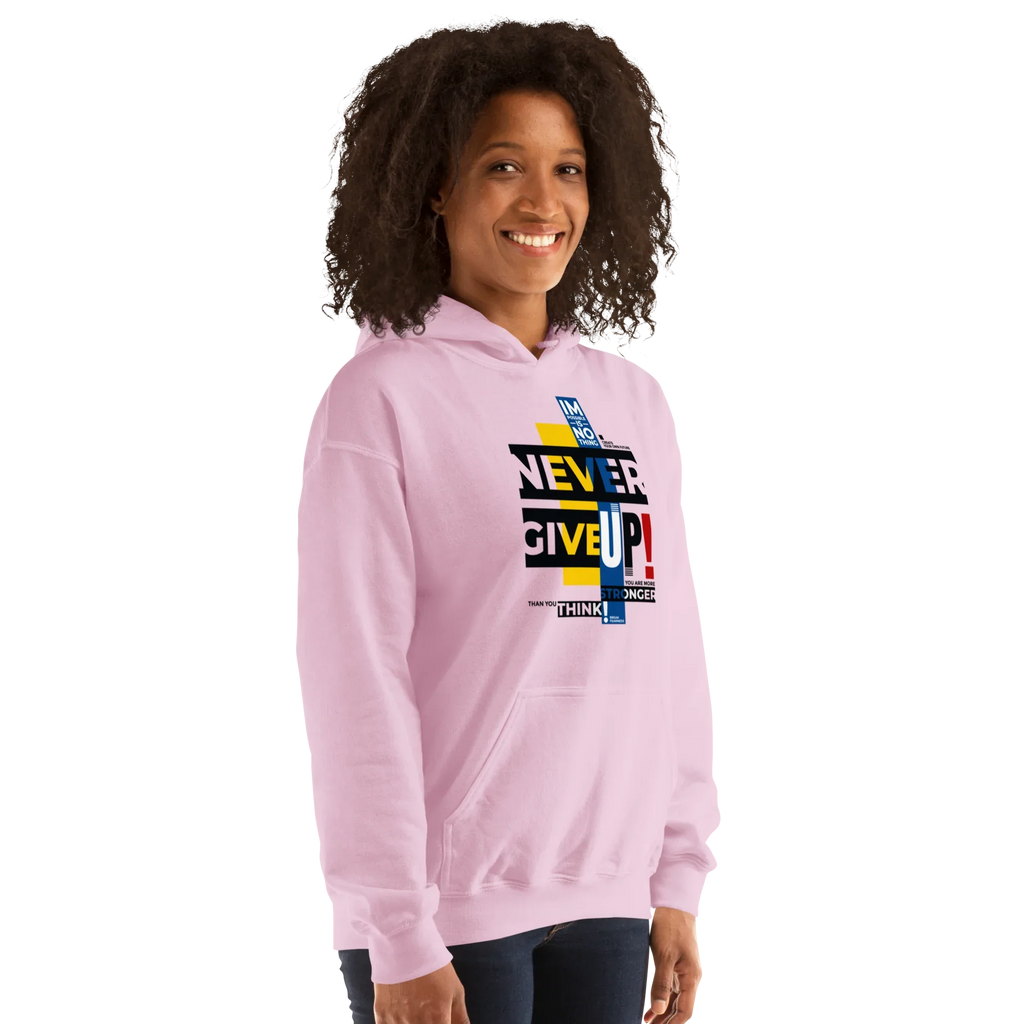 NEVER GIVE UP women’s hoodie - Heliconia / S - Printoo Shop - 2012201_22257