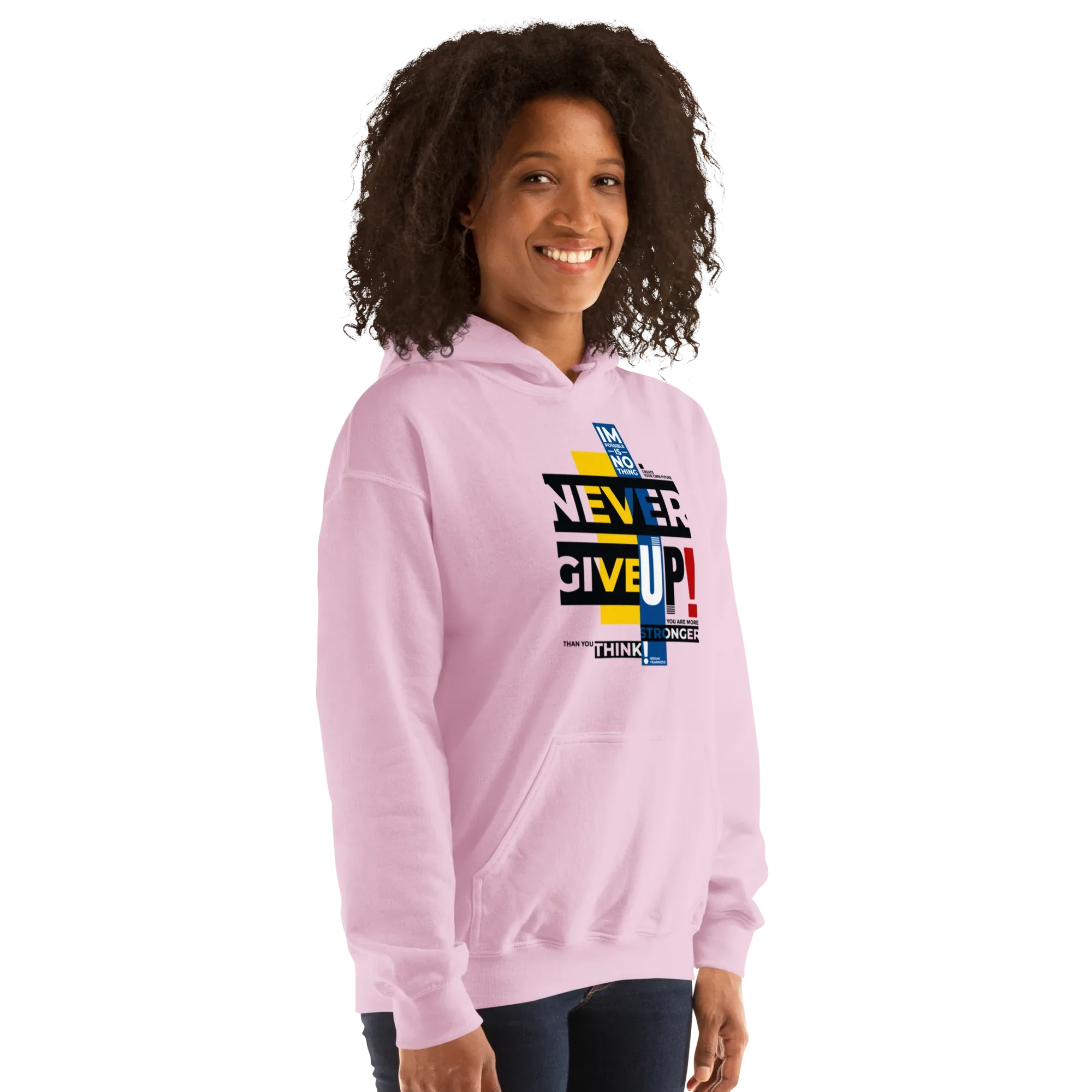 NEVER GIVE UP women’s hoodie - Heliconia / S - Printoo Shop - 2012201_22257