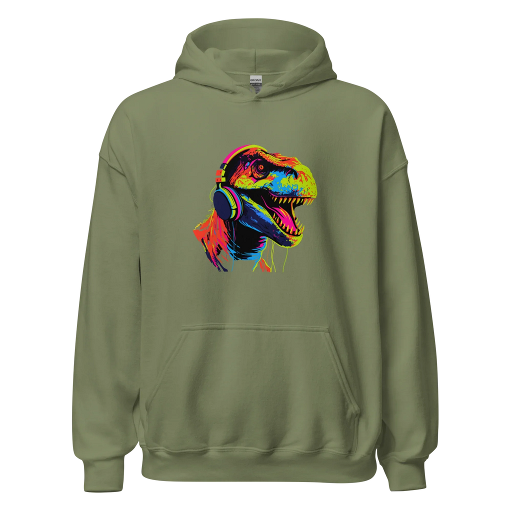 NEON REX men’s hoodie - Black / S - Printoo Shop - 6780250_5530