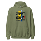 NEVER GIVE UP men’s hoodie - Indigo Blue / S - Printoo Shop - 6447029_5562