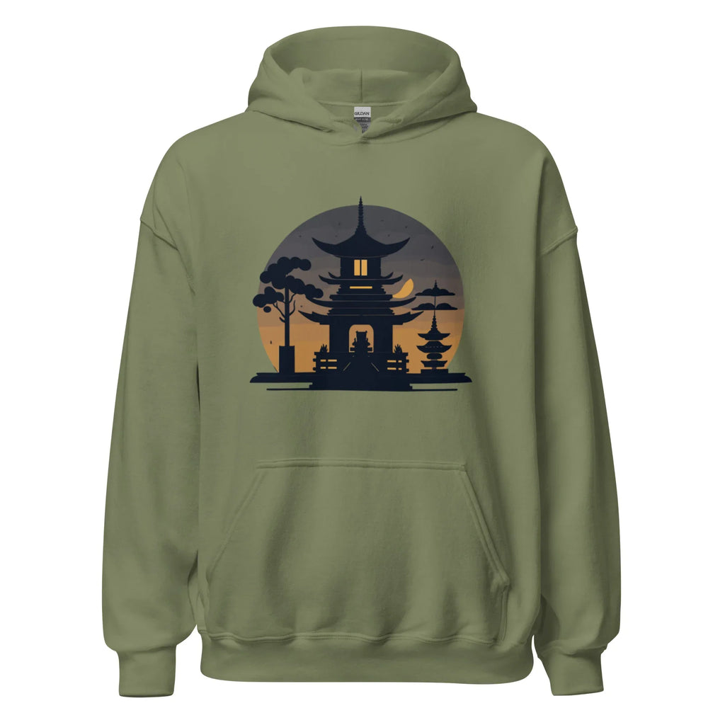 ZEN PAGODA NIGHT men’s hoodie - Dark Chocolate / S - Printoo Shop - 6834073_5554