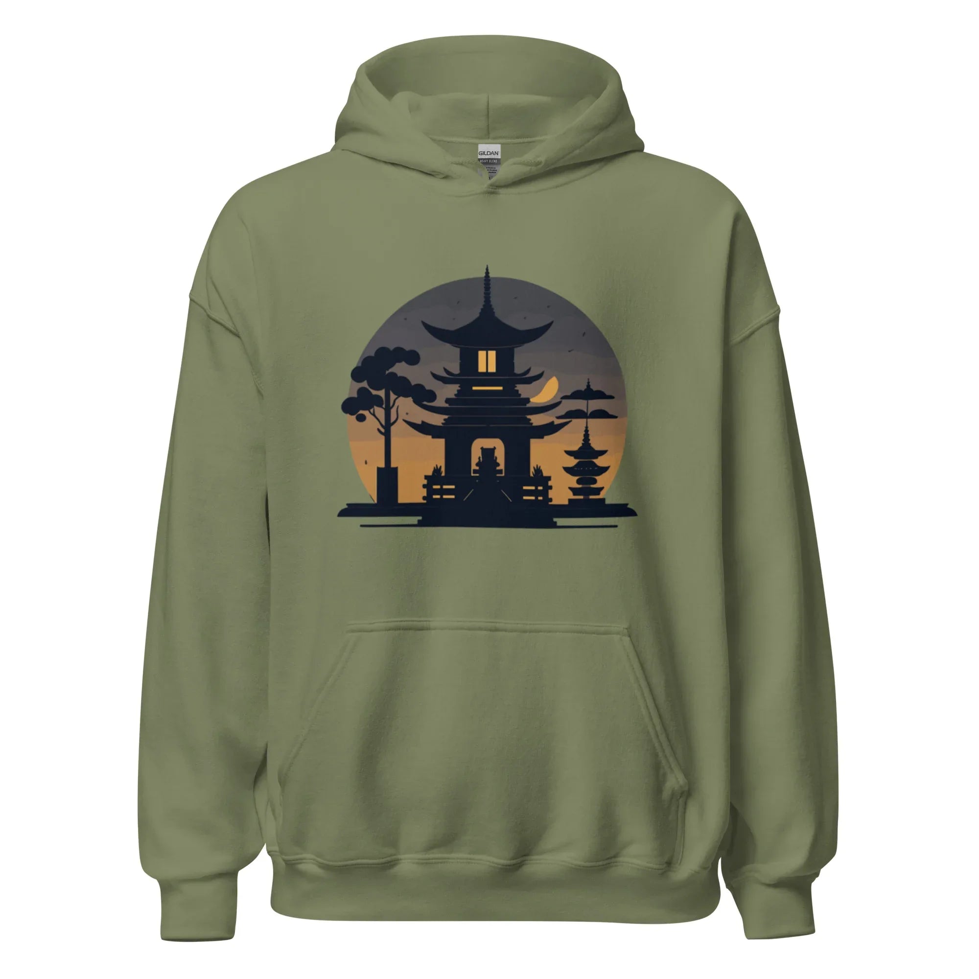 ZEN PAGODA NIGHT men’s hoodie - Dark Chocolate / S - Printoo Shop - 6834073_5554